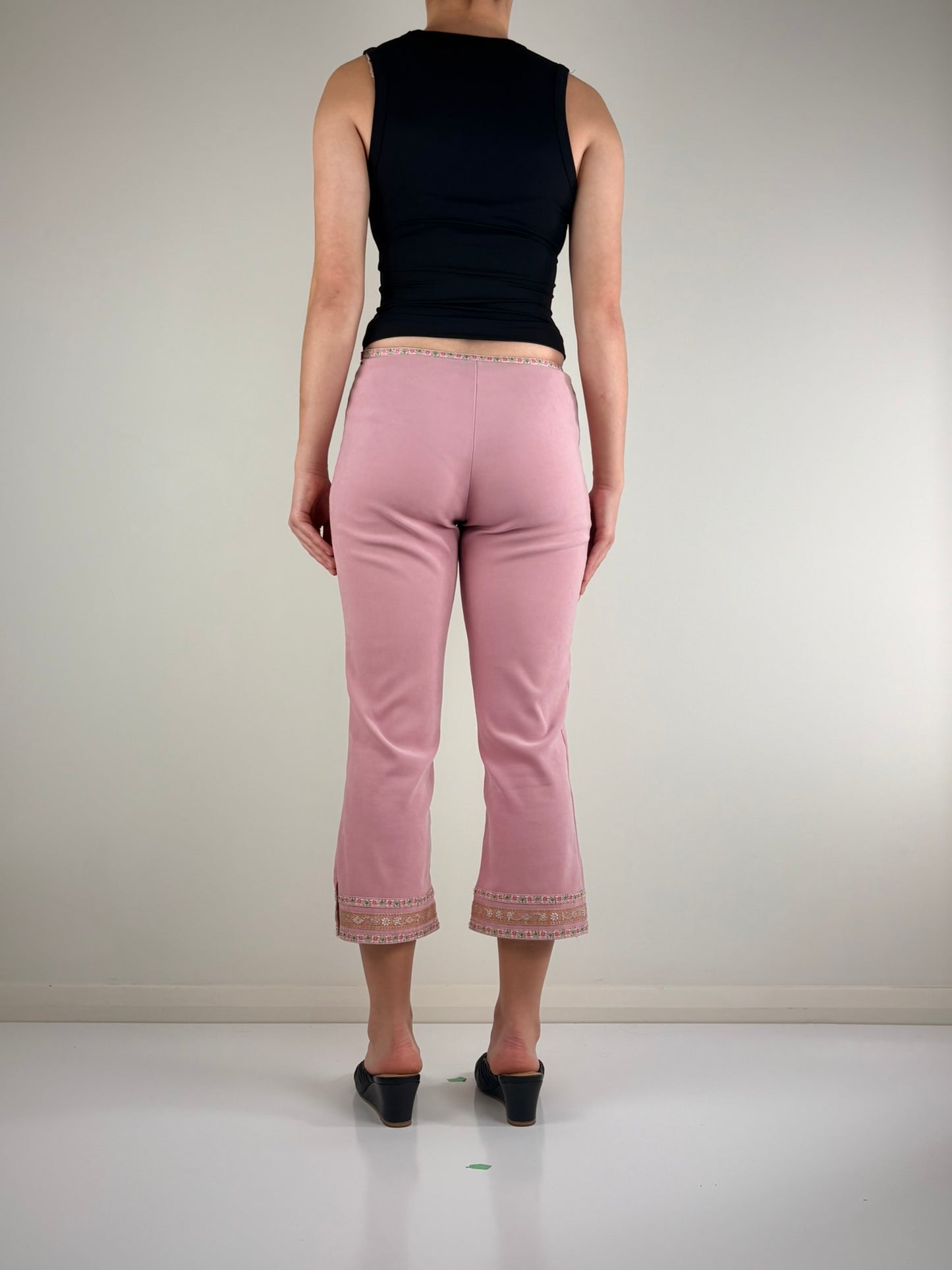 Pink Mid Rise Capri Pants