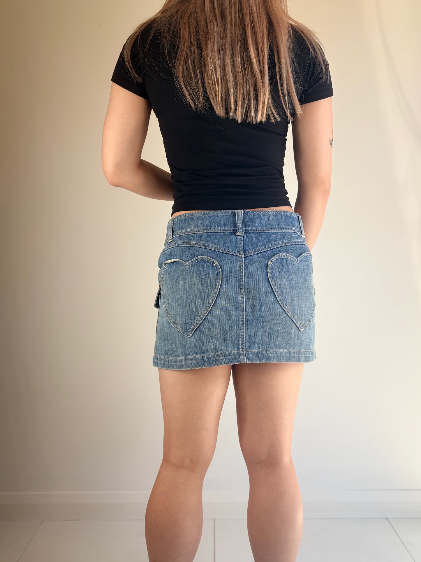 Denim Cargo Micro Skirt