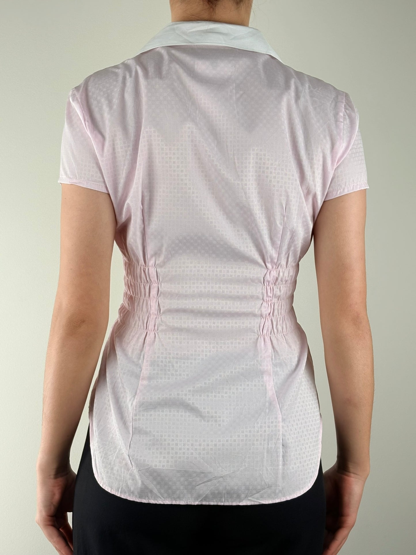 Baby Pink Embossed Ruched Top