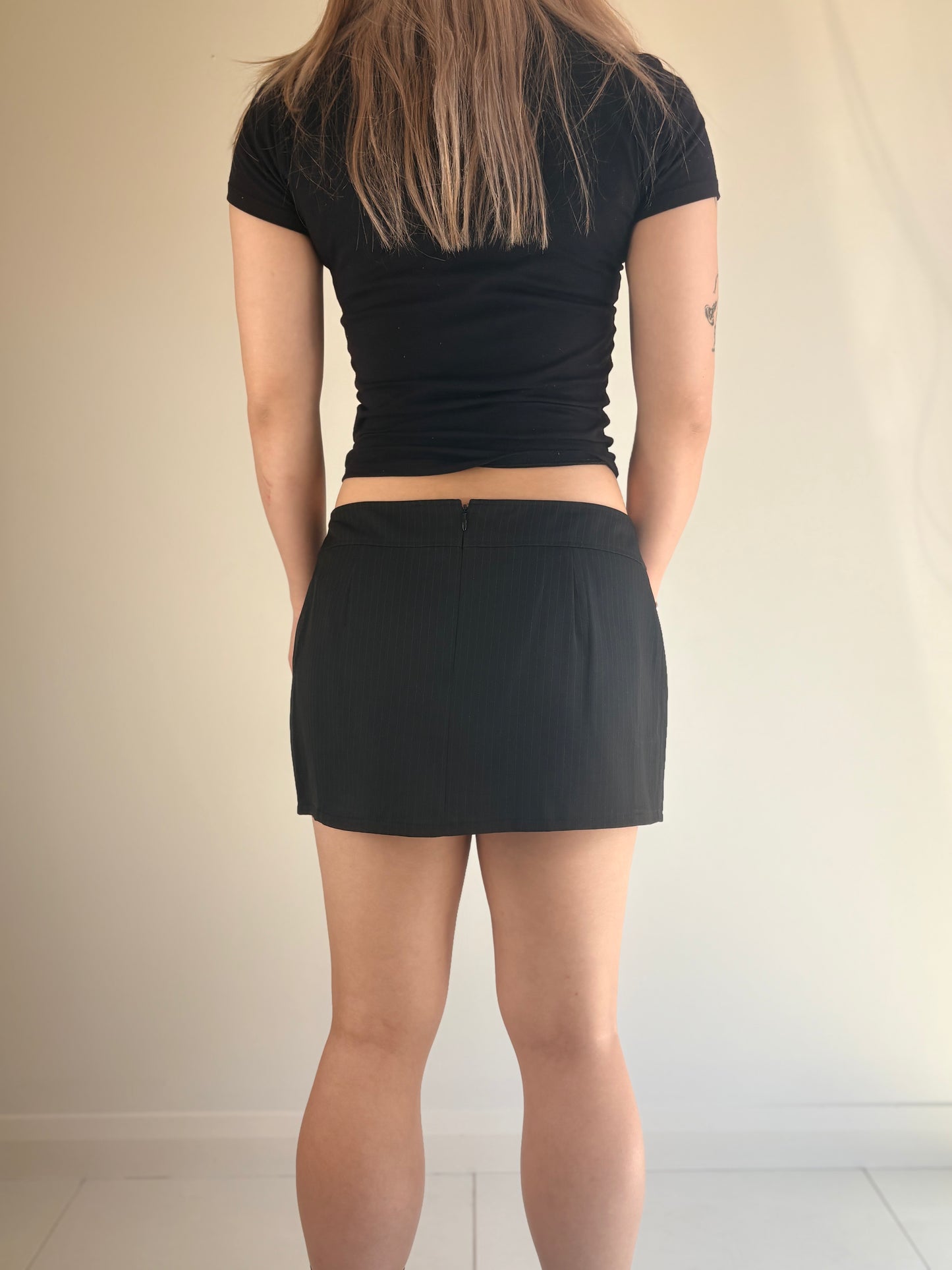 Pinstriped Black Micro Skirt