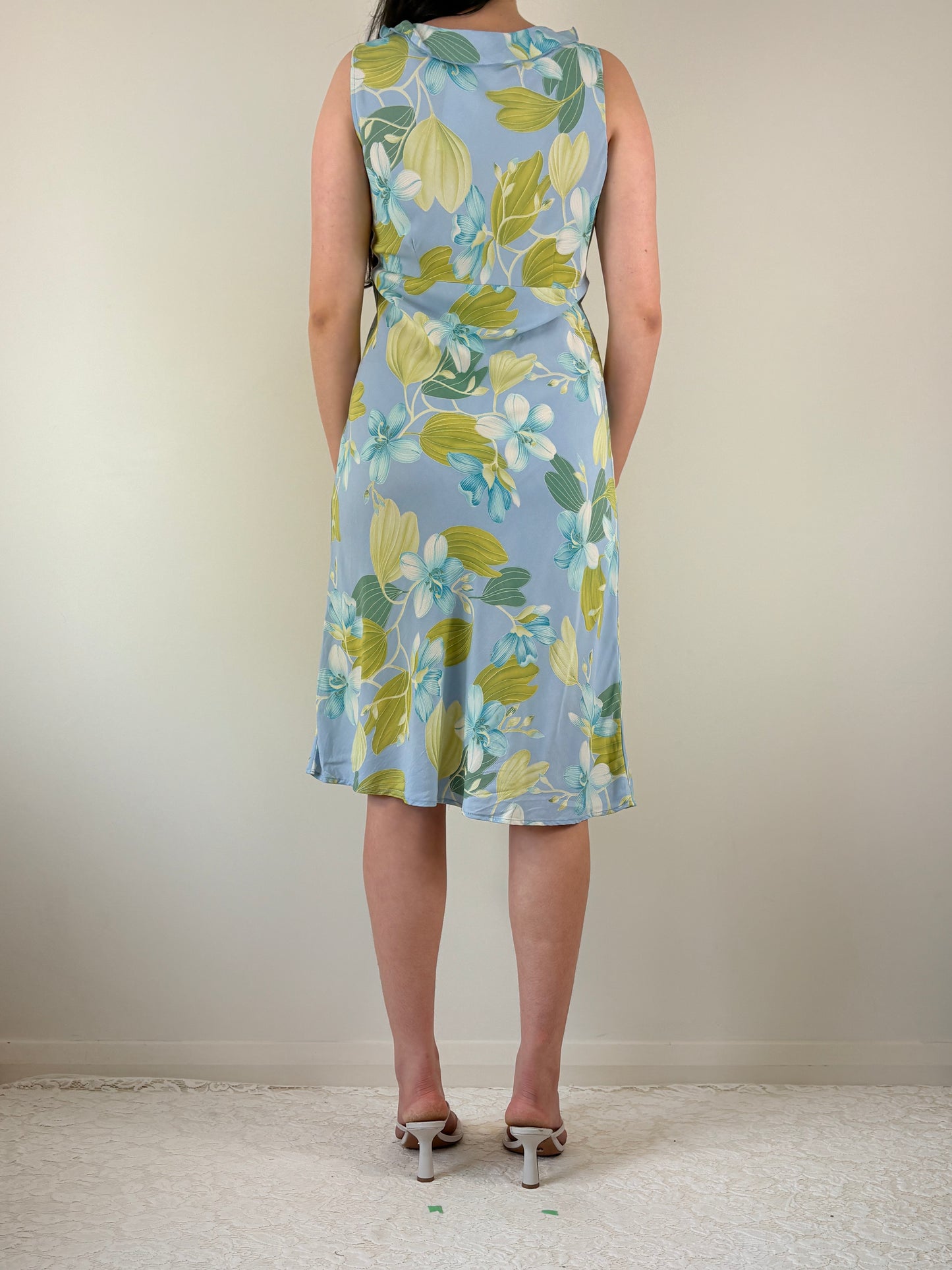 Green & Blue Floral Midi Dress