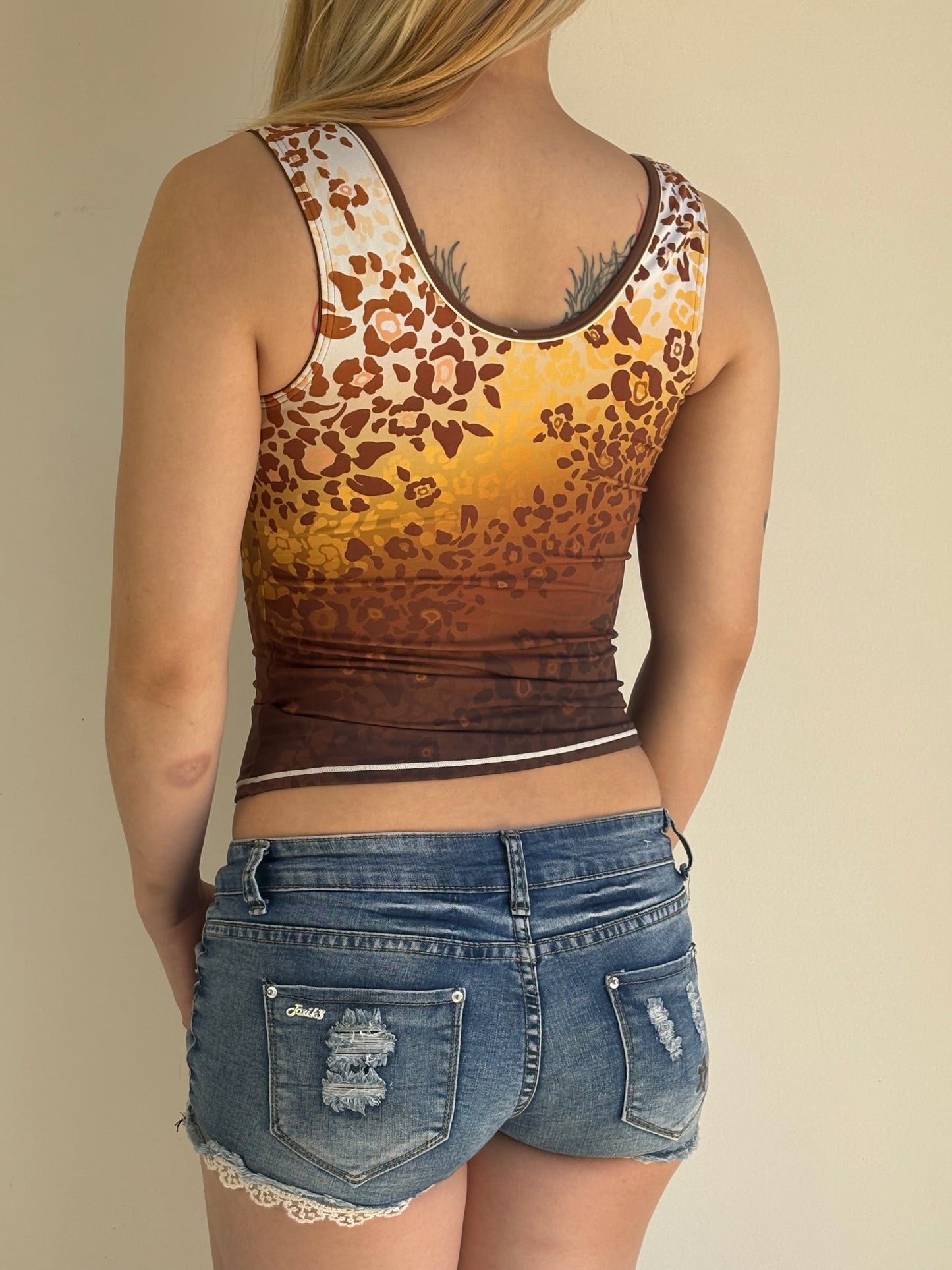 Leopard Floral Pattern Sports Tank
