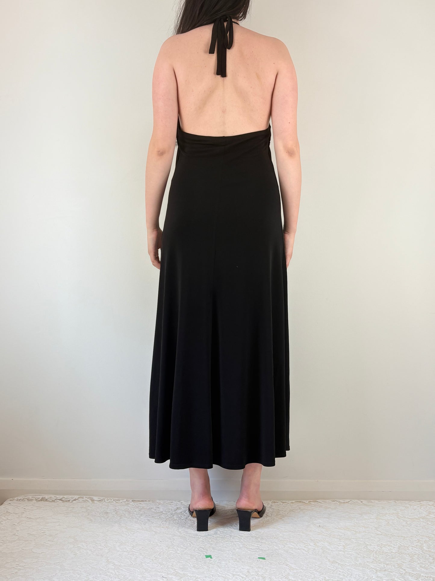 Black Halter Midi Dress