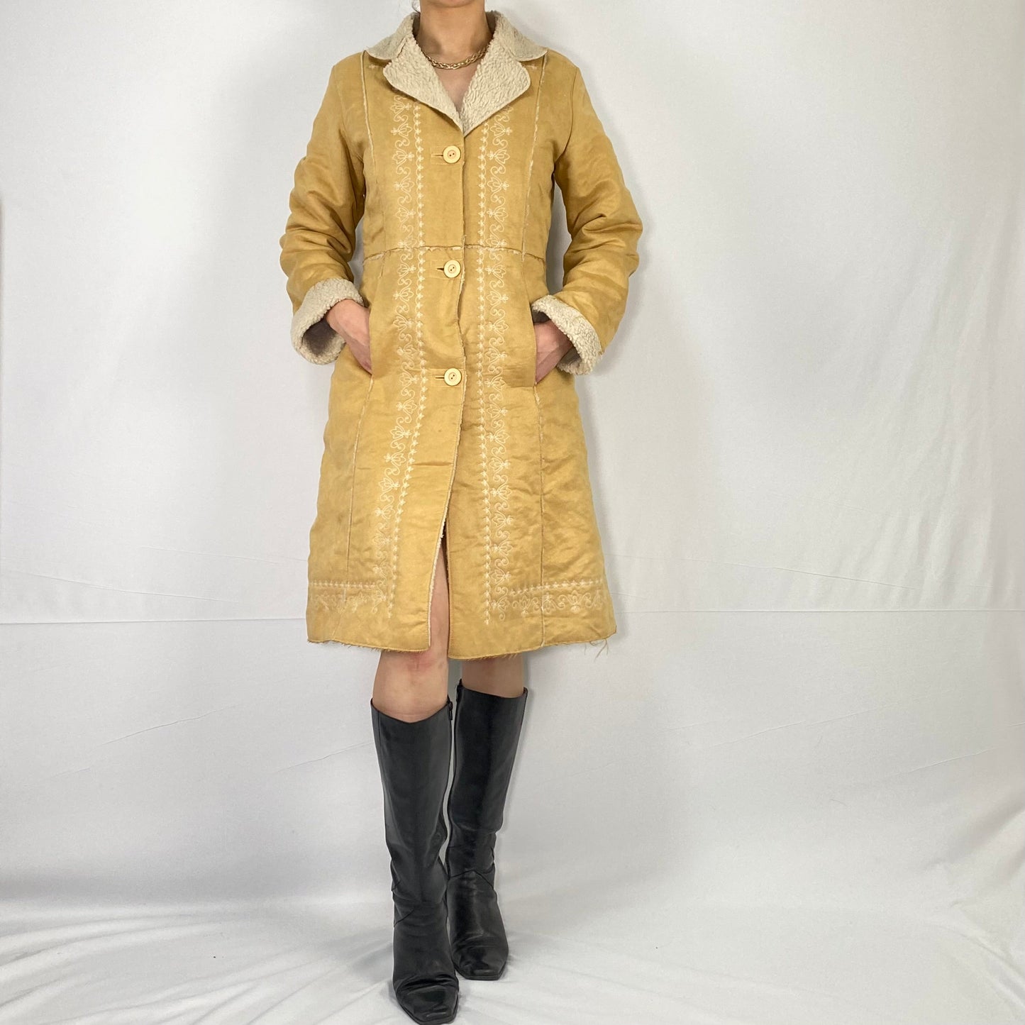 TAN SHEARLING COAT