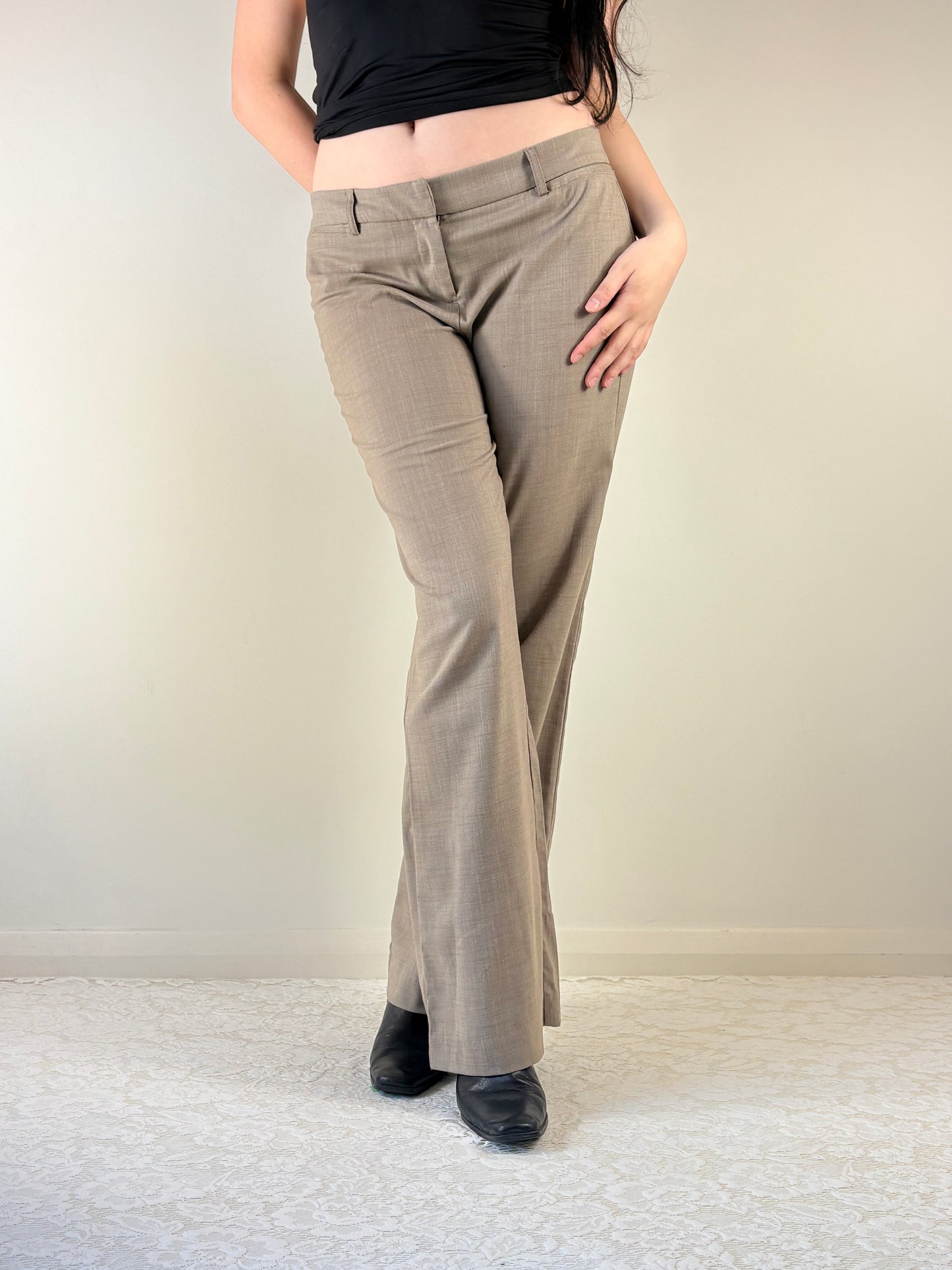 Grey Office Midrise Pants