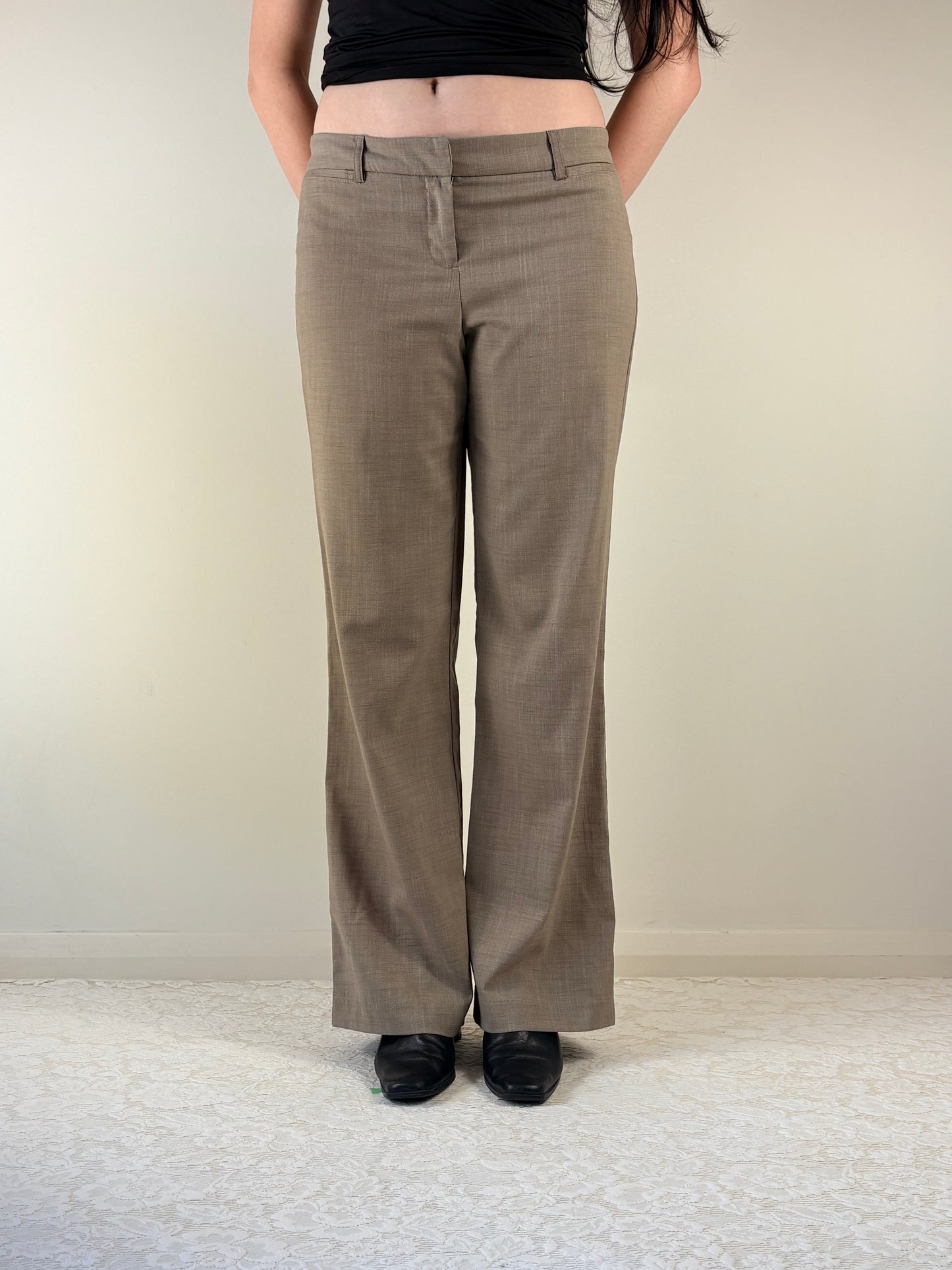 Grey Office Midrise Pants