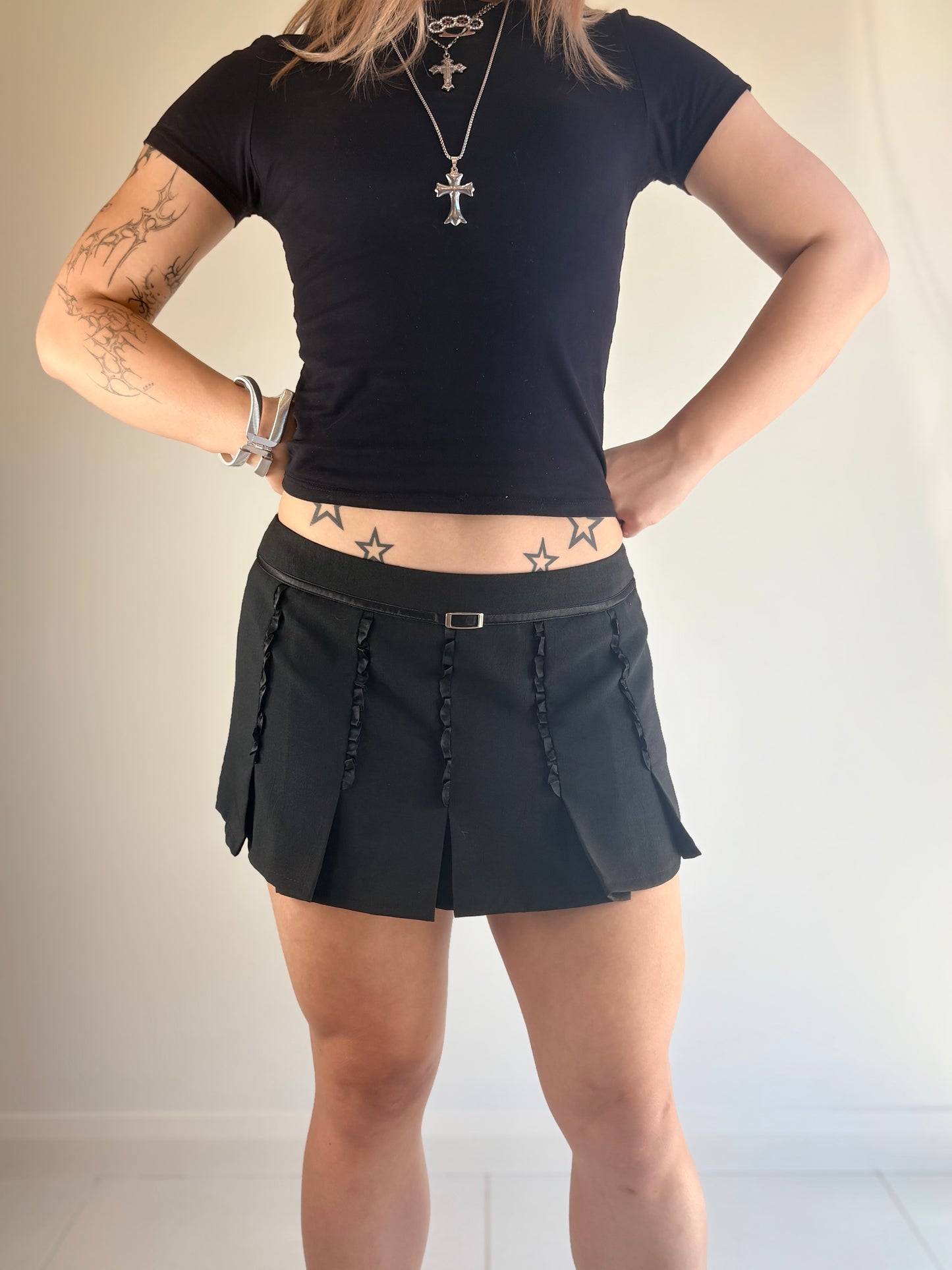 Black Pleated Micro Skirt