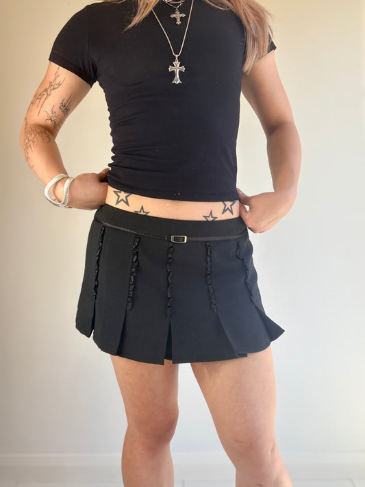 Black Pleated Micro Skirt