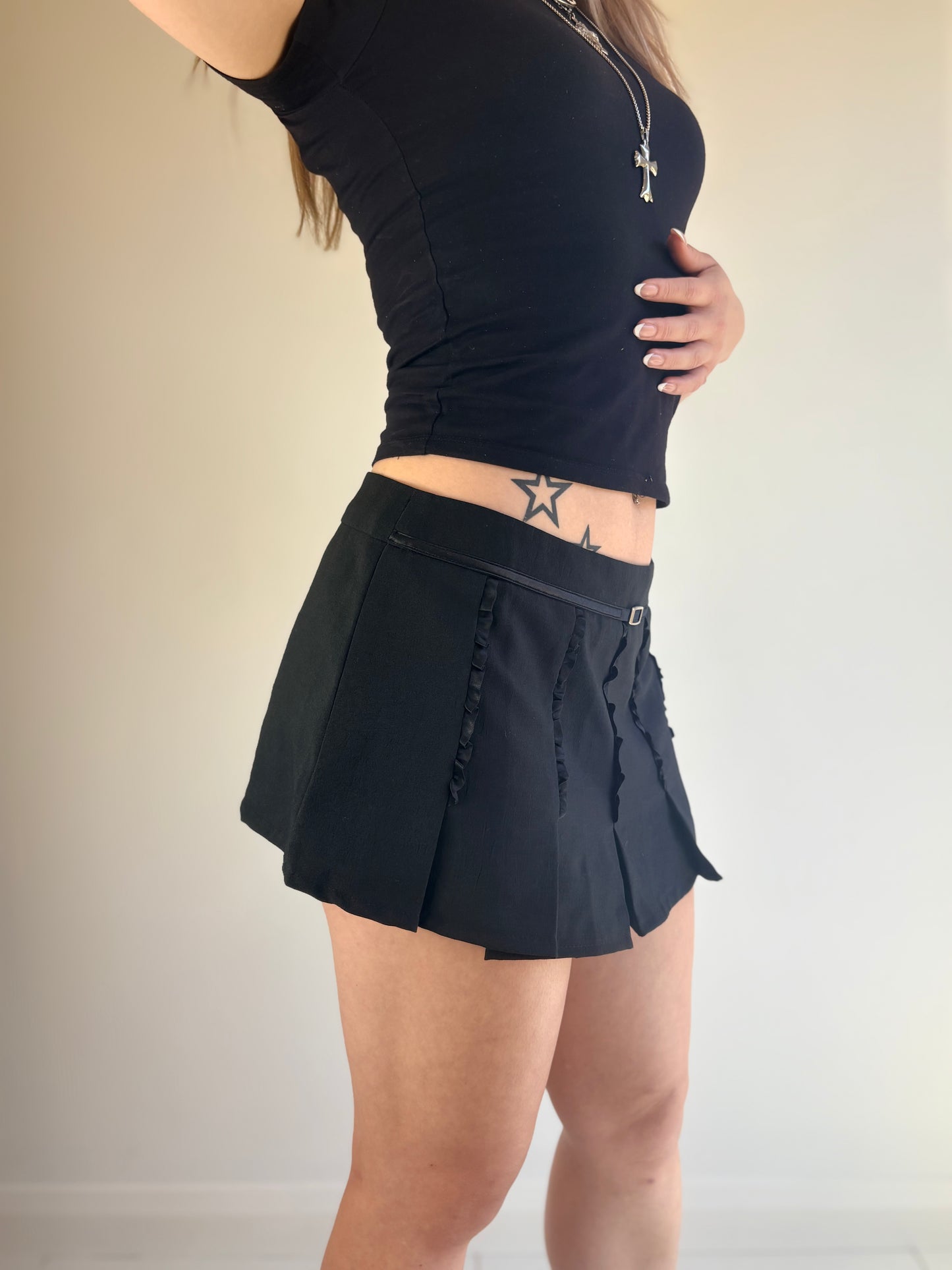 Black Pleated Micro Skirt