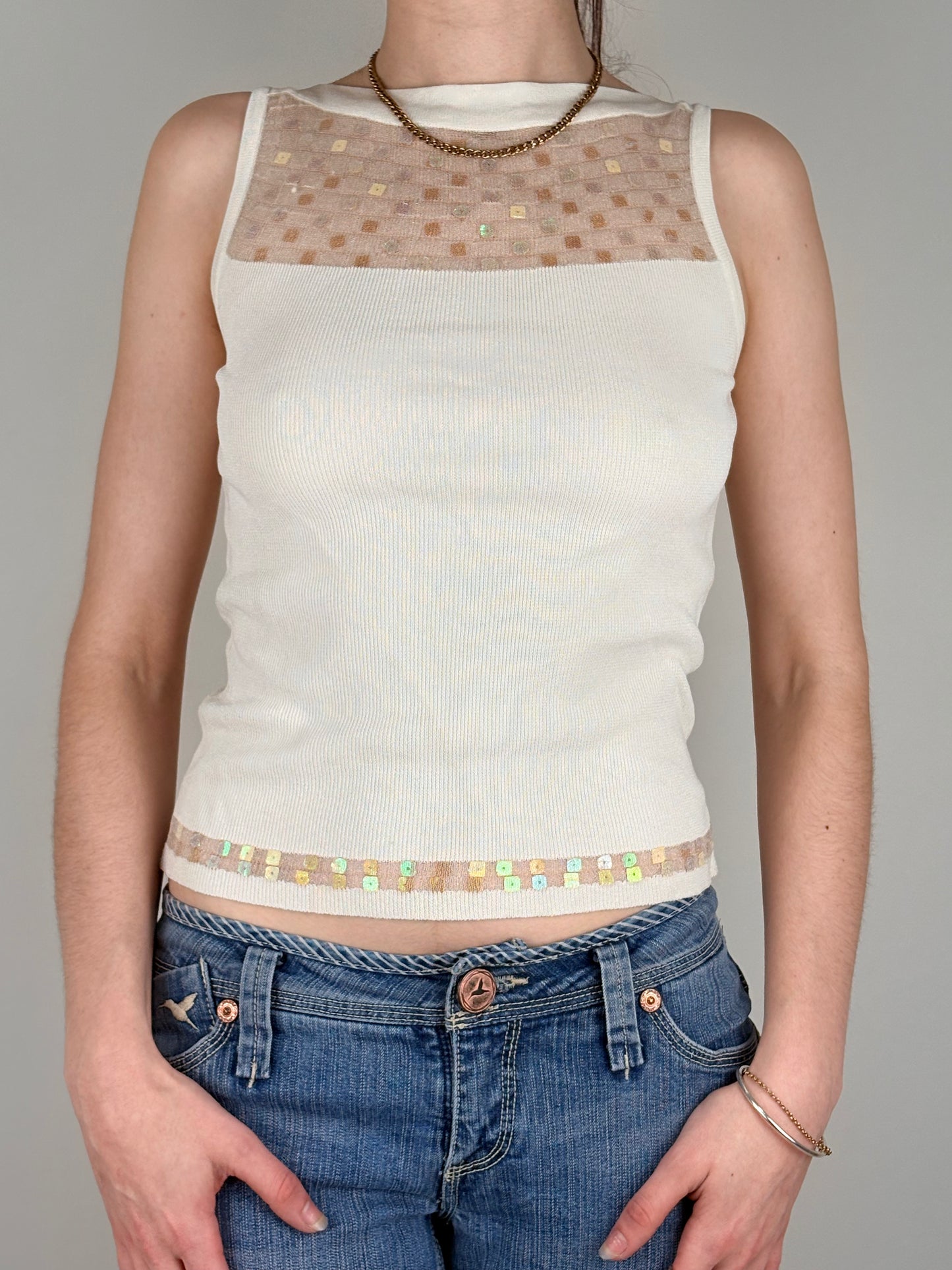 Sleeveless Cream Top
