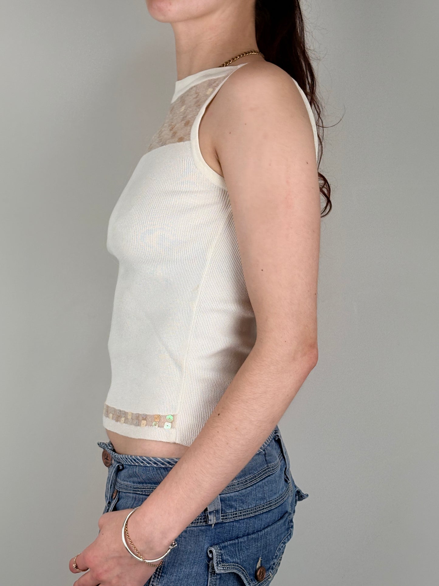 Sleeveless Cream Top