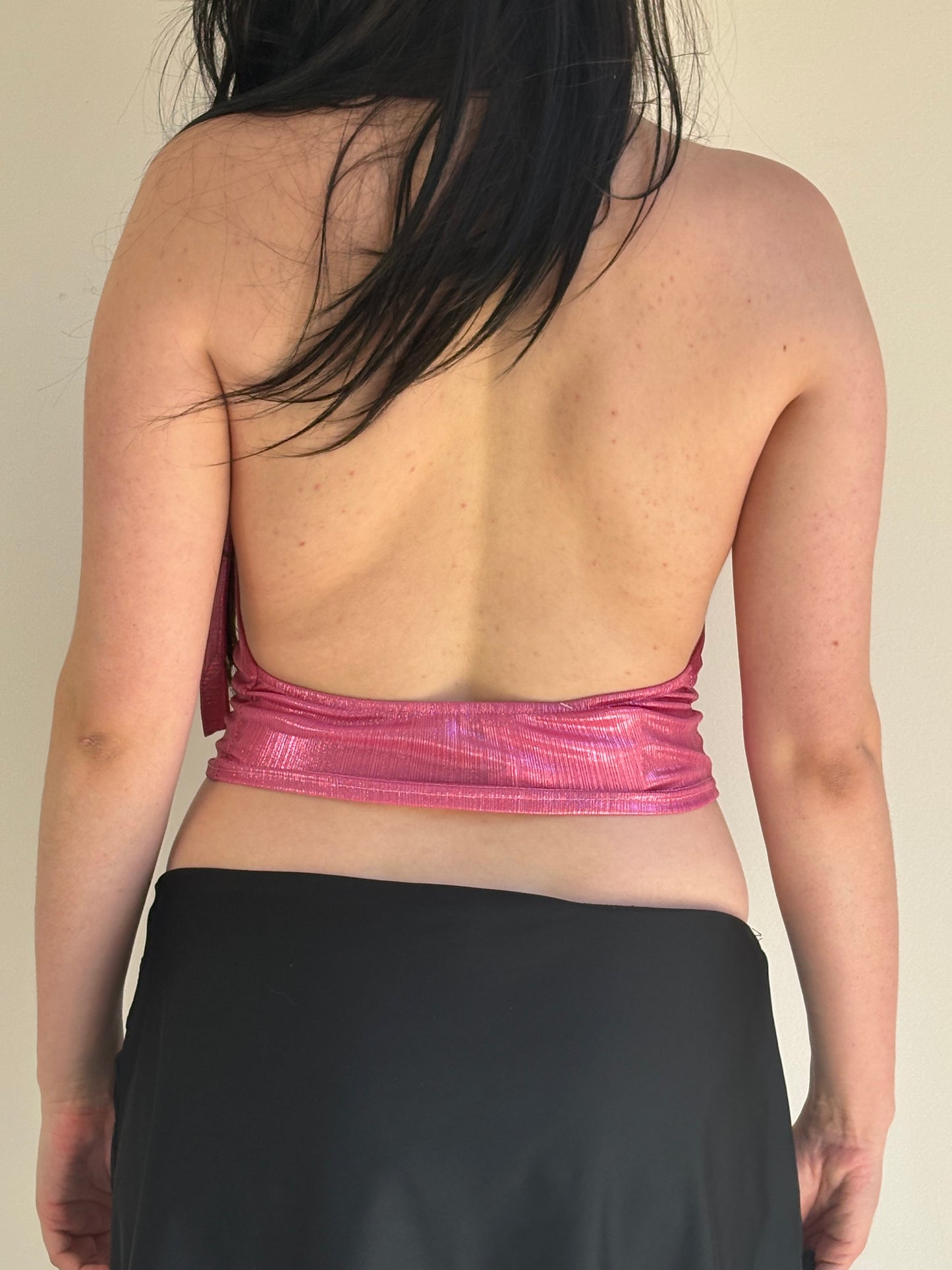 Pink Backless Halter Top