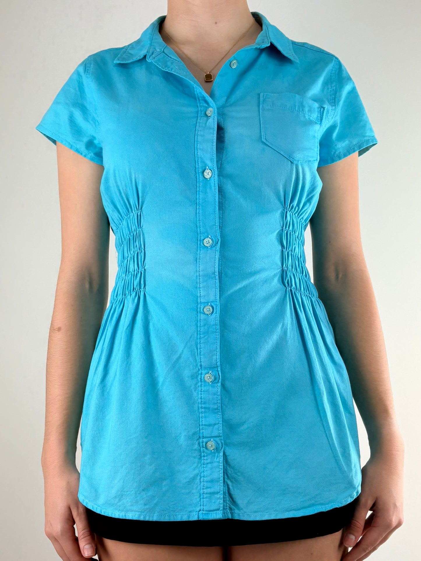 Bright Blue Ruched Top