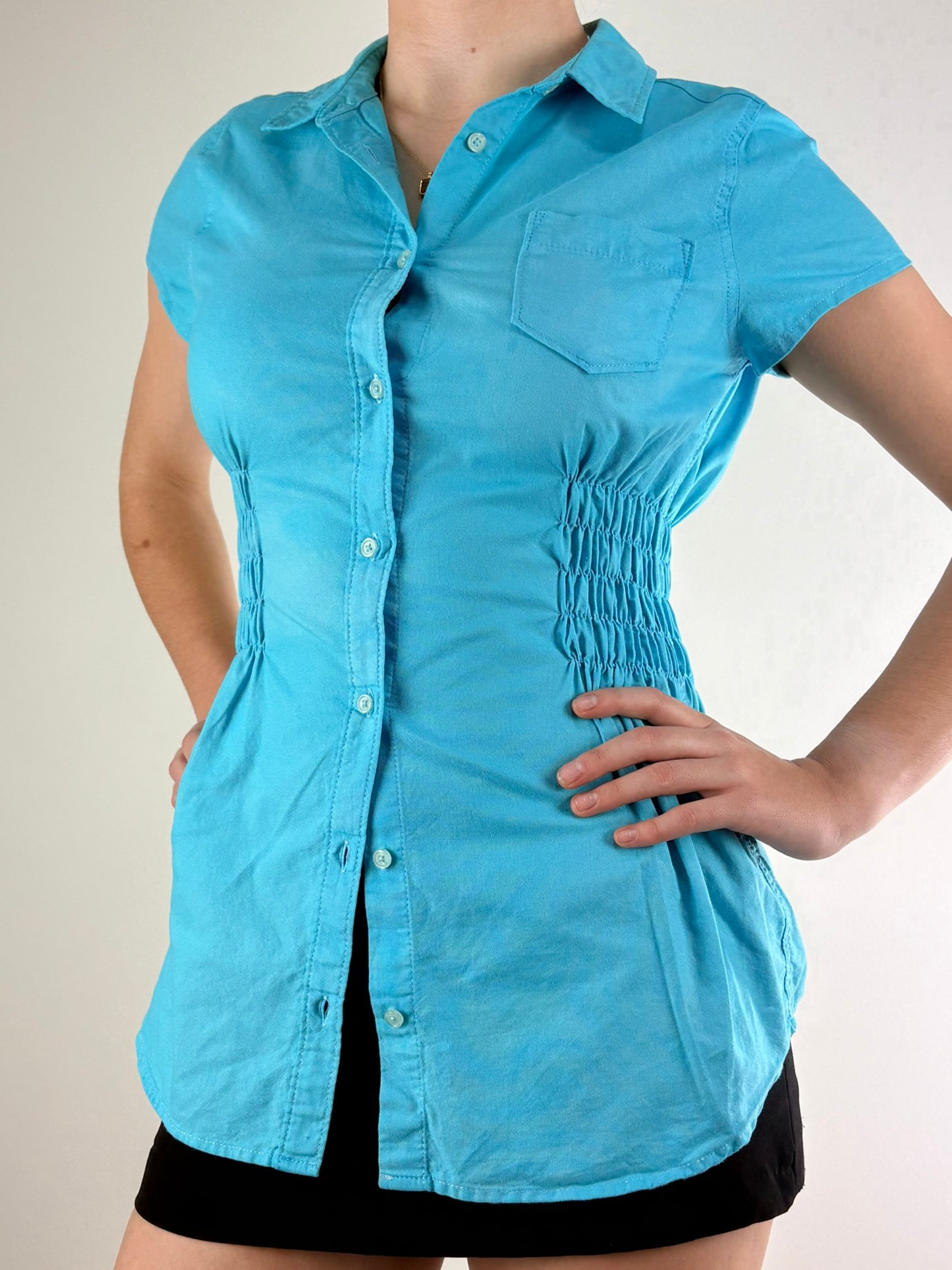 Bright Blue Ruched Top