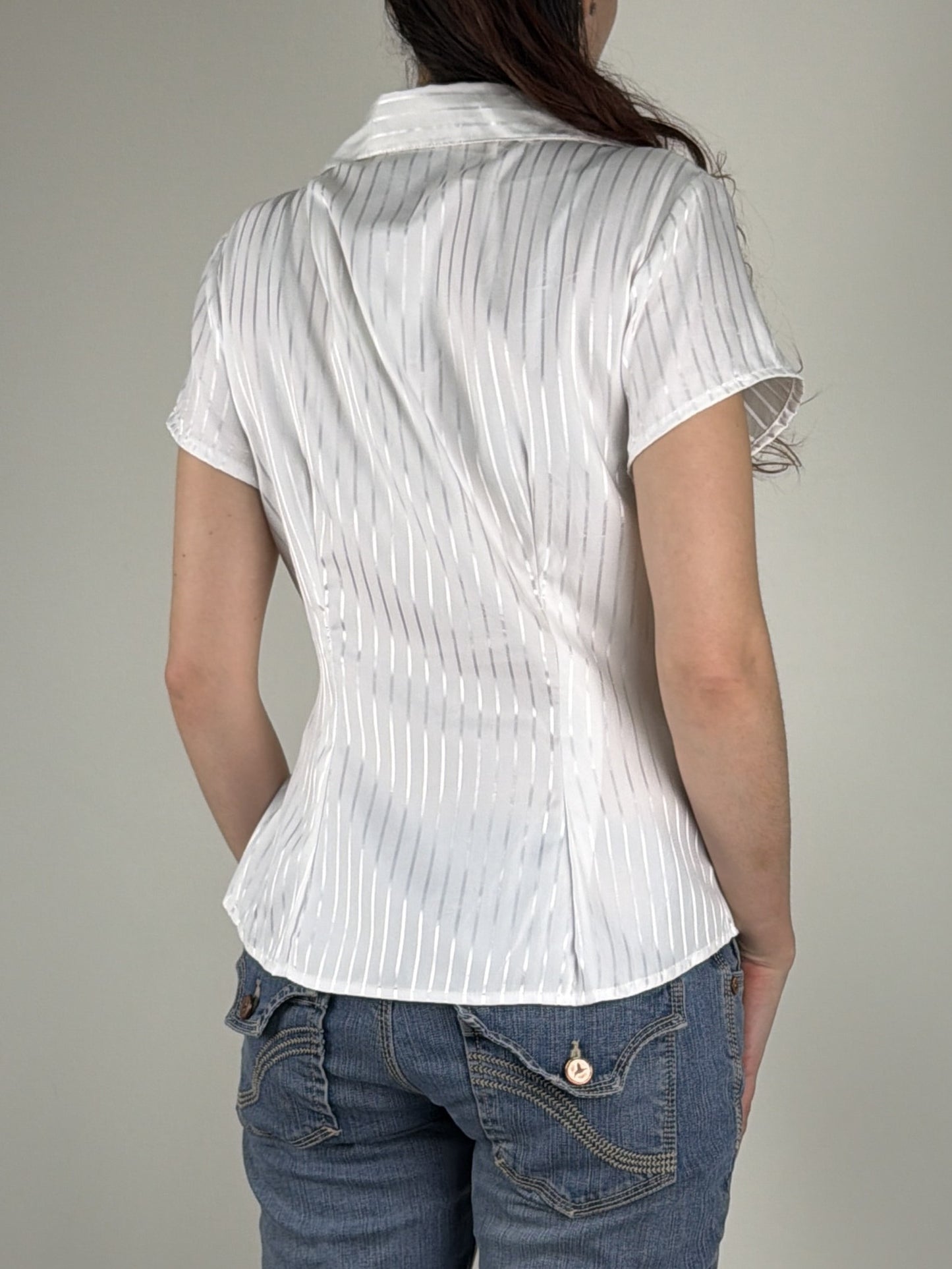 White Striped Cinched Top
