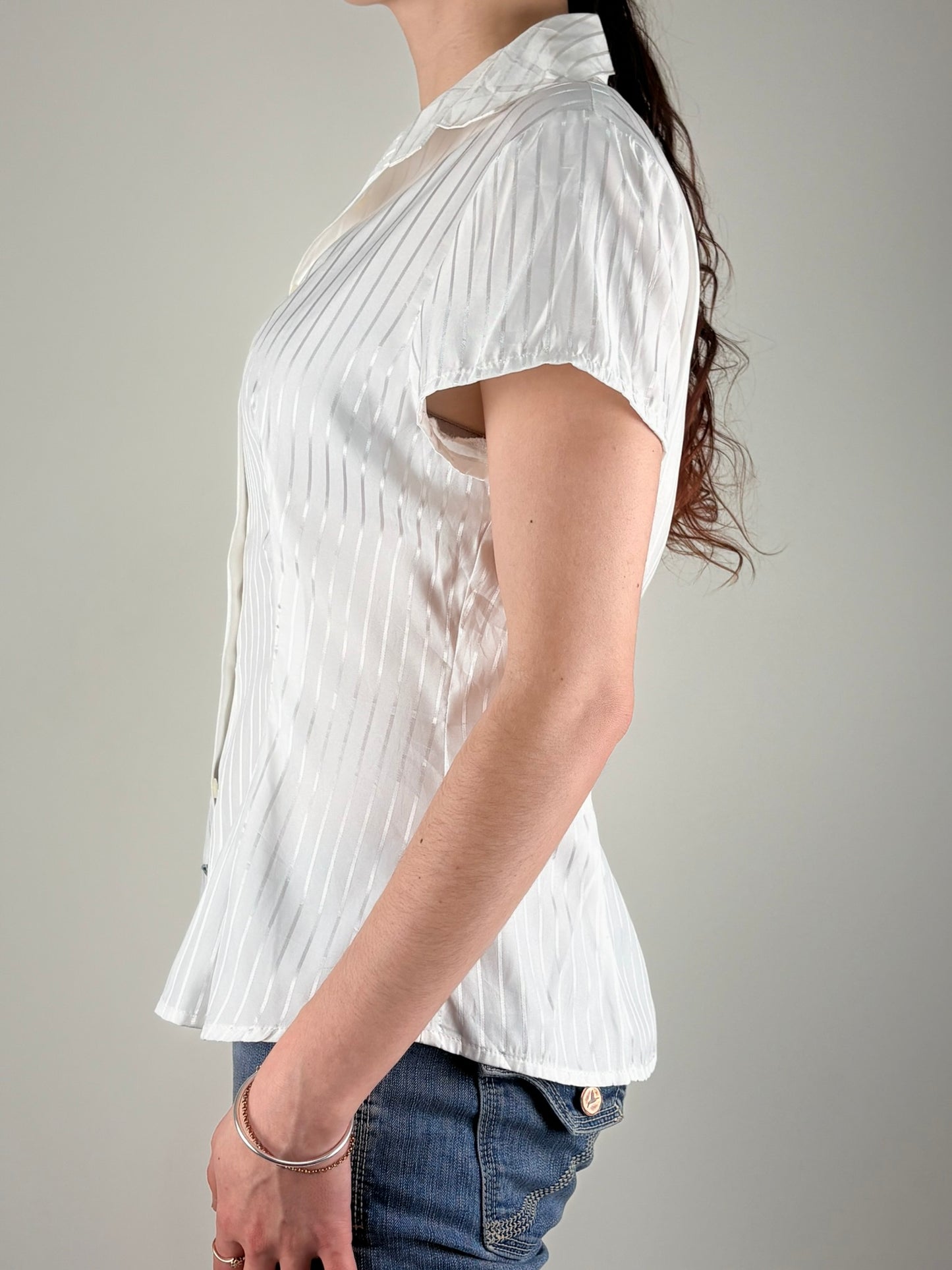 White Striped Cinched Top