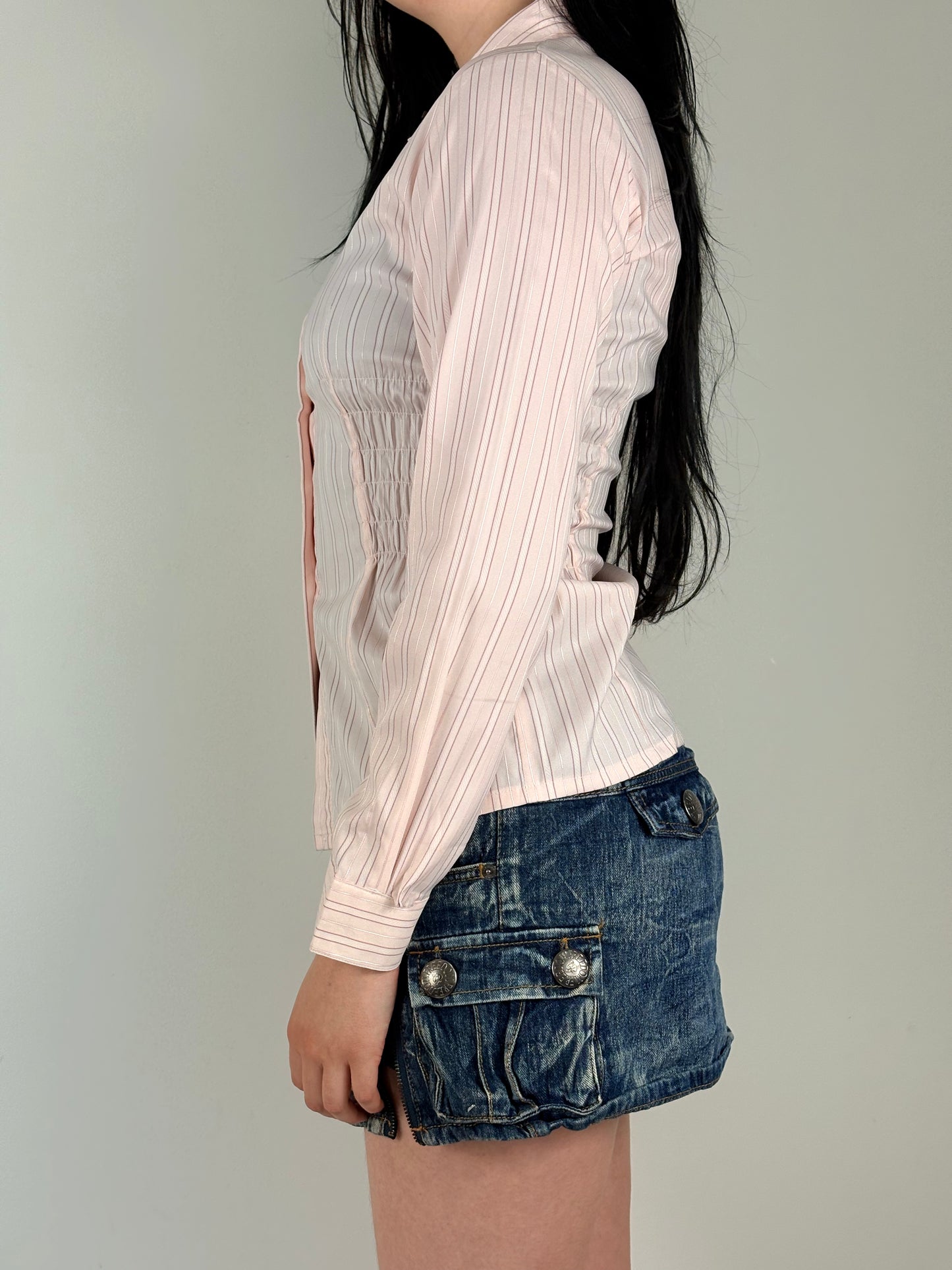 Pink Upcycled Ruched Blouse