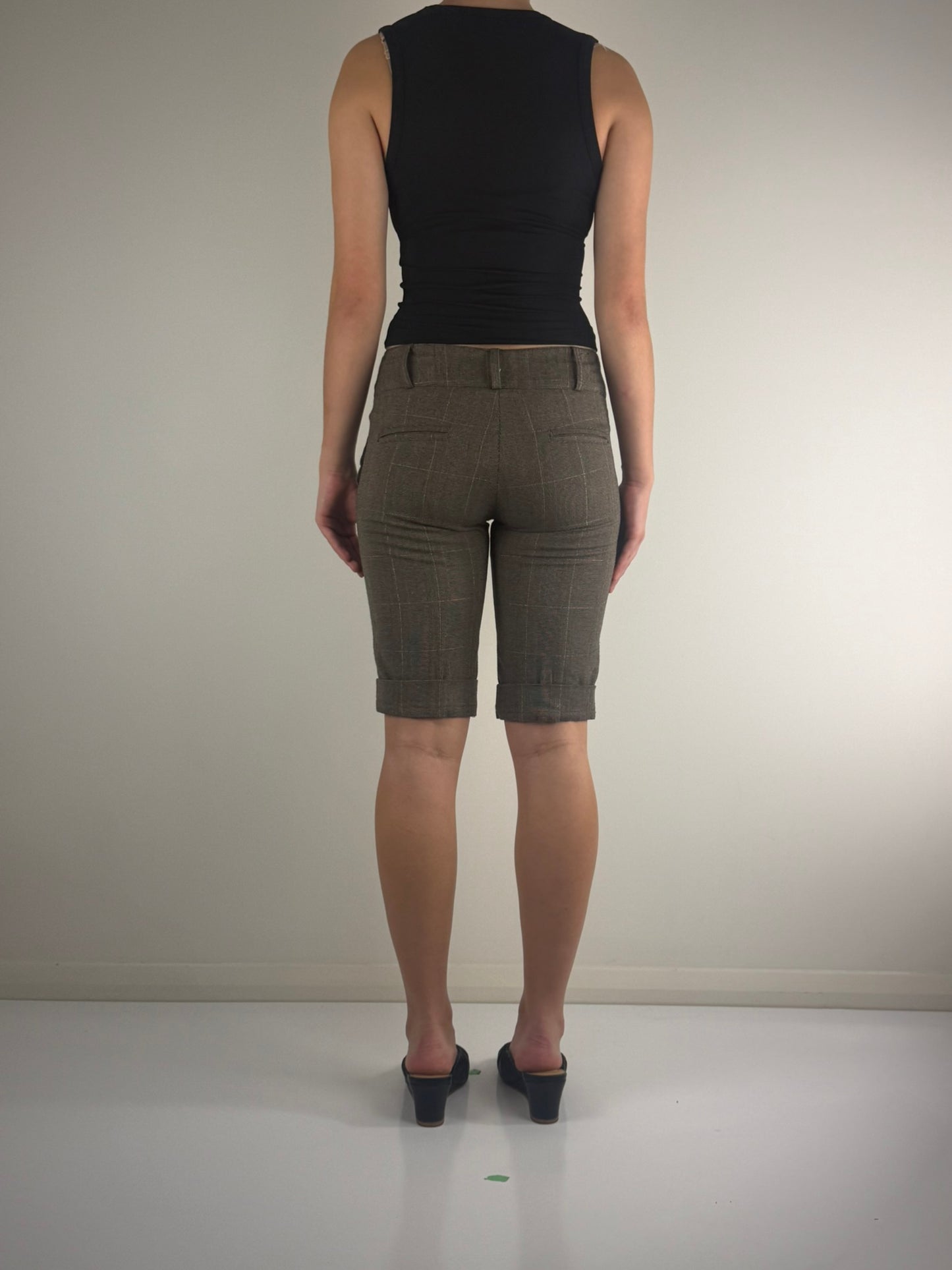 Tartan Wool Low Rise Crop Pants