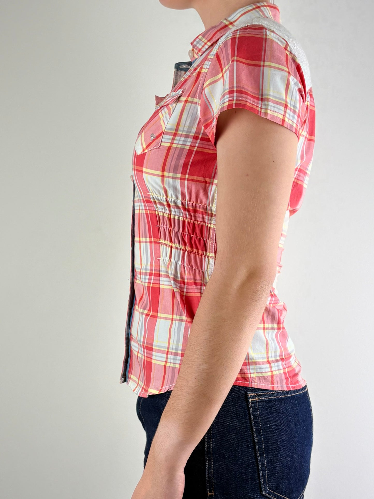 Red Plaid Rodeo Ruched Top