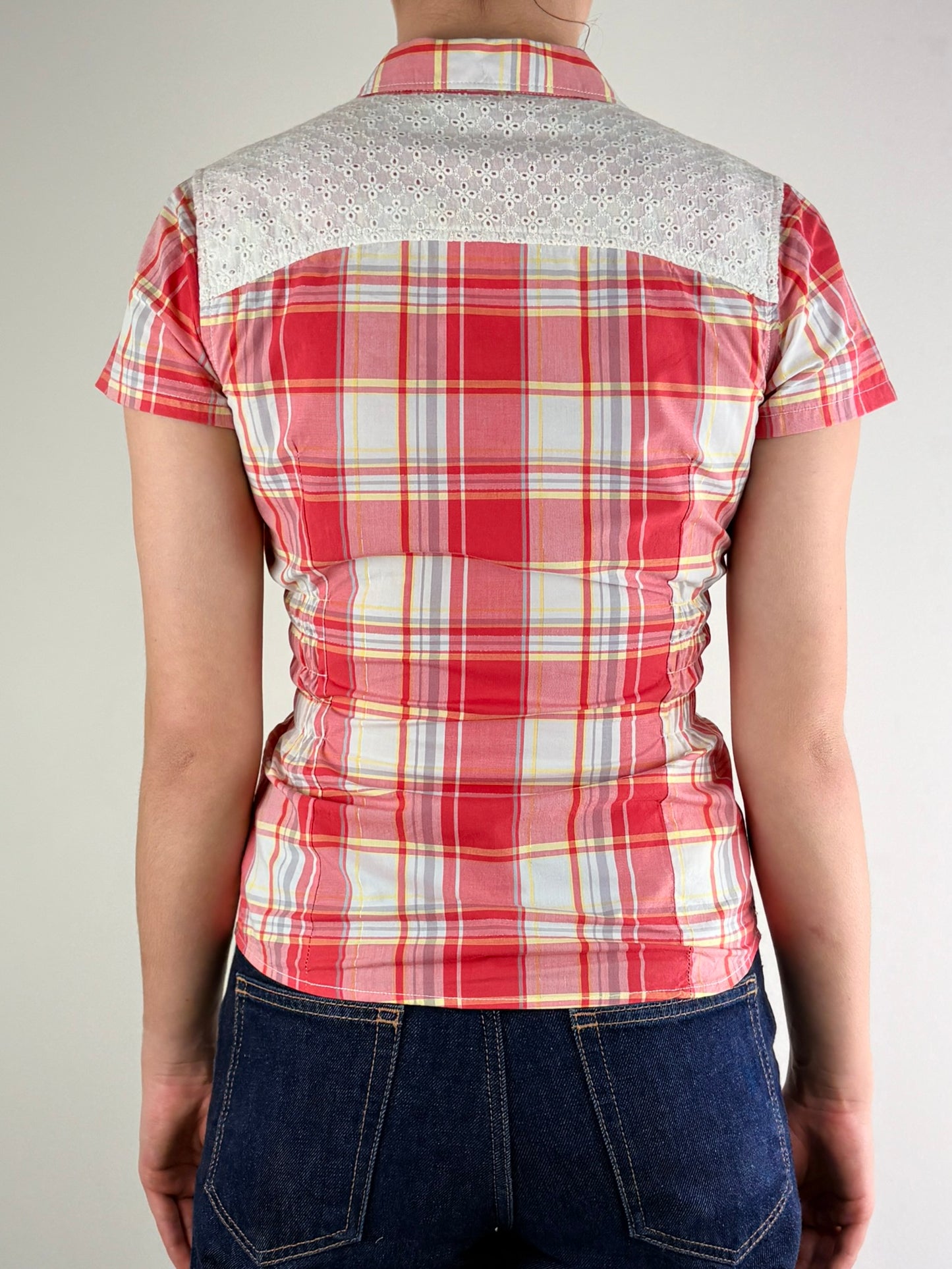 Red Plaid Rodeo Ruched Top