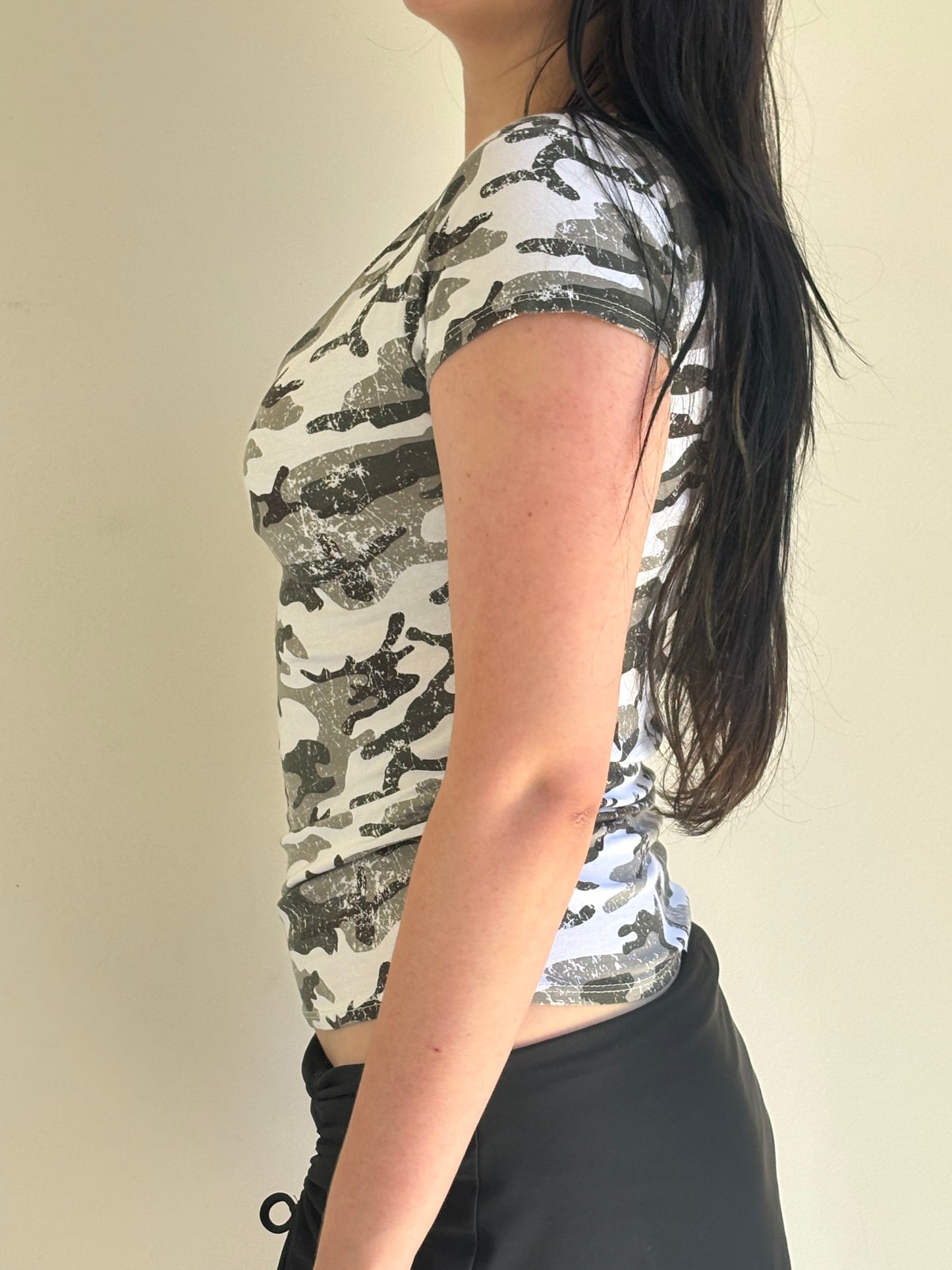 Camo Print Fitted Baby Tee