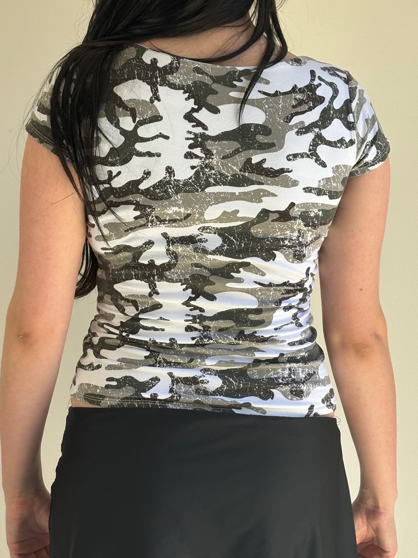 Camo Print Fitted Baby Tee
