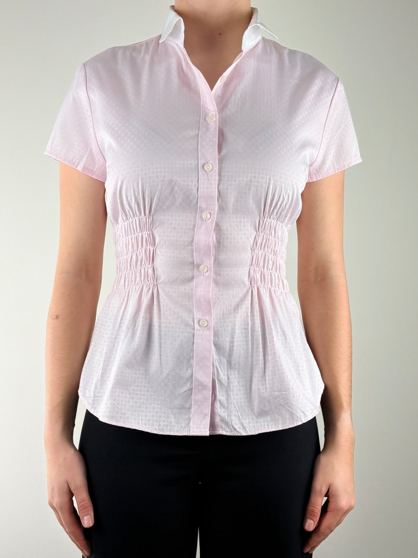 Baby Pink Embossed Ruched Top