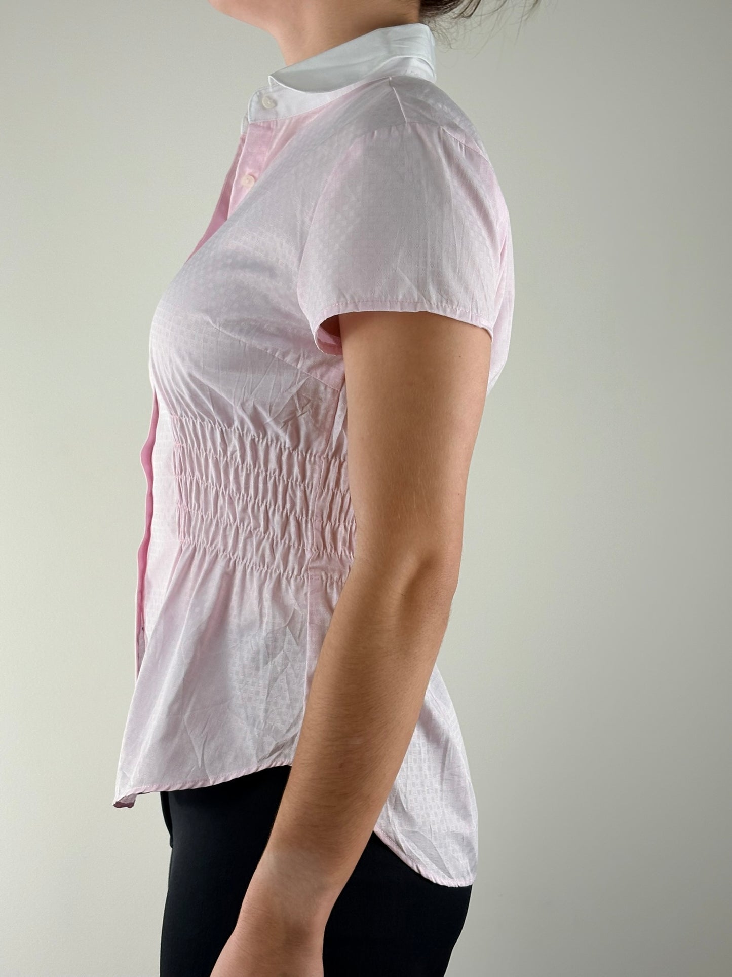 Baby Pink Embossed Ruched Top