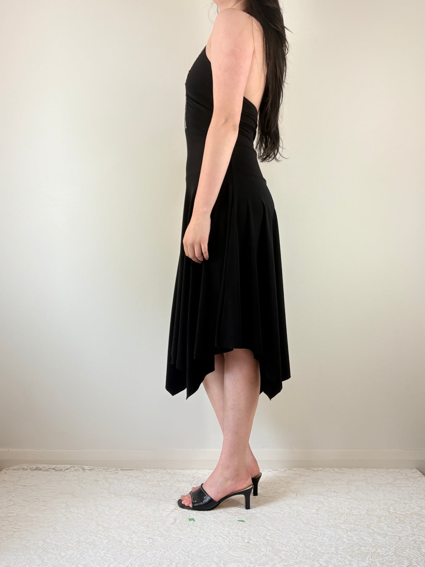 Black Sequin Midi Dress