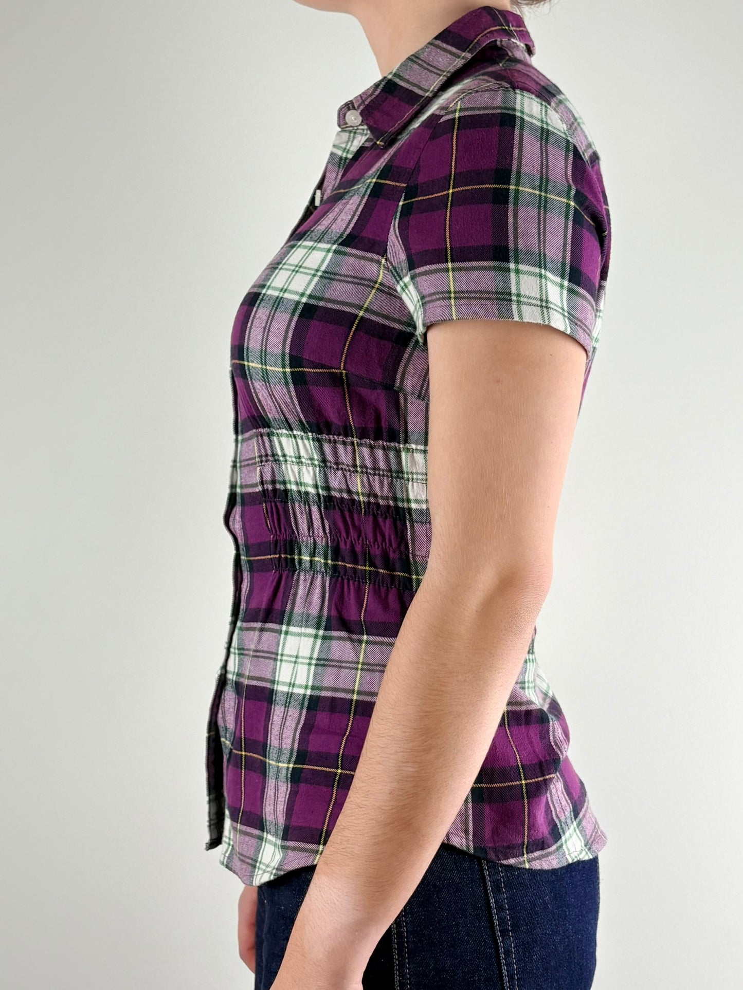  Purple Plaid Rodeo Ruched Top