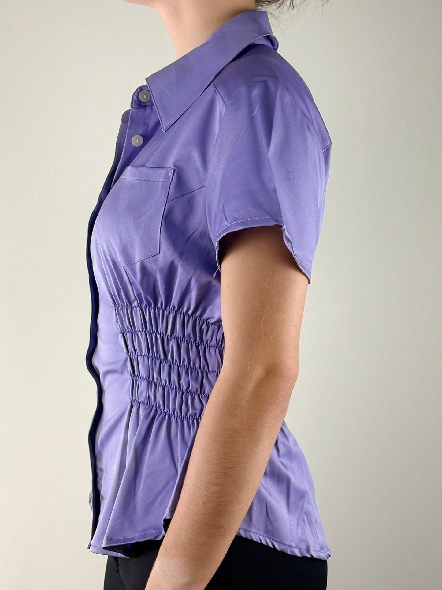 Lavender Satin Ruched Top