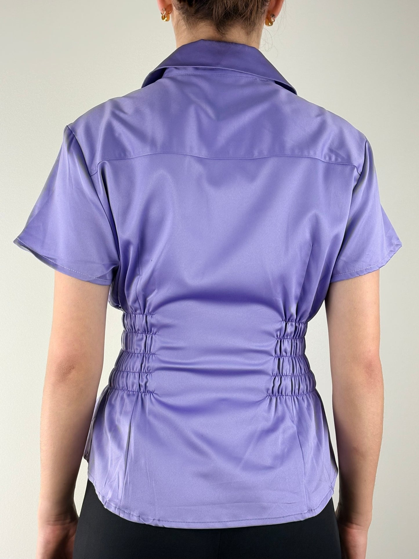 Lavender Satin Ruched Top