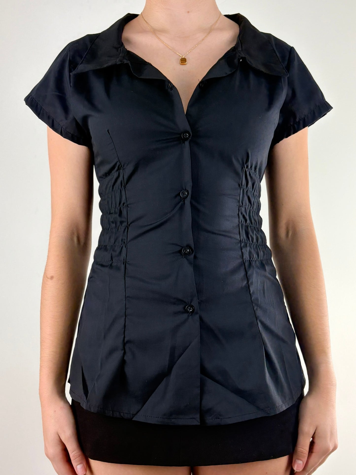 Black Sheer Ruched Top