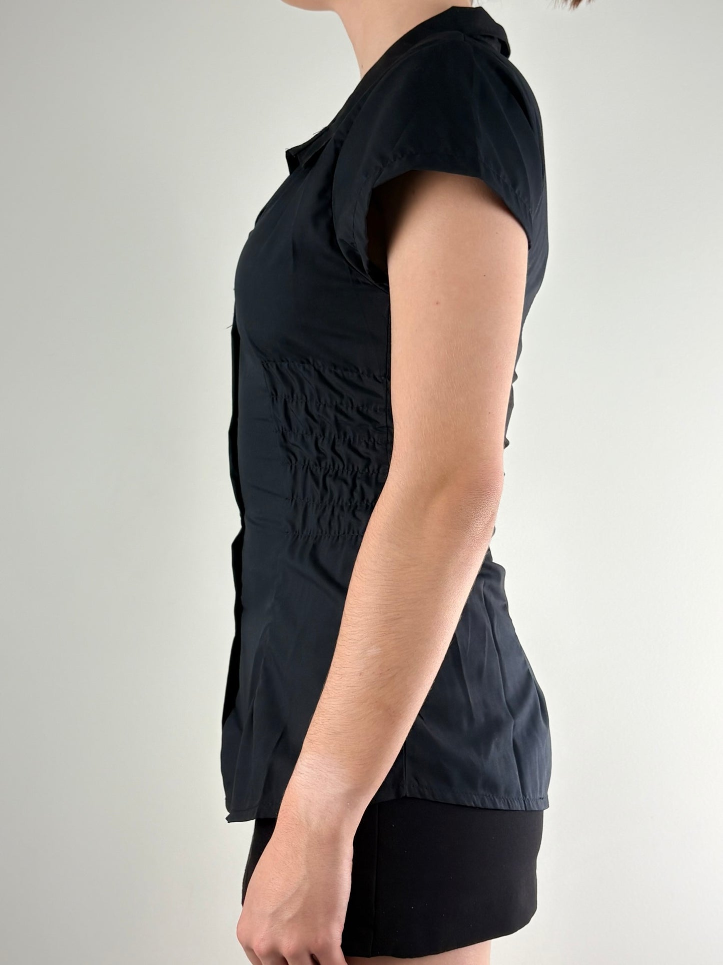 Black Sheer Ruched Top