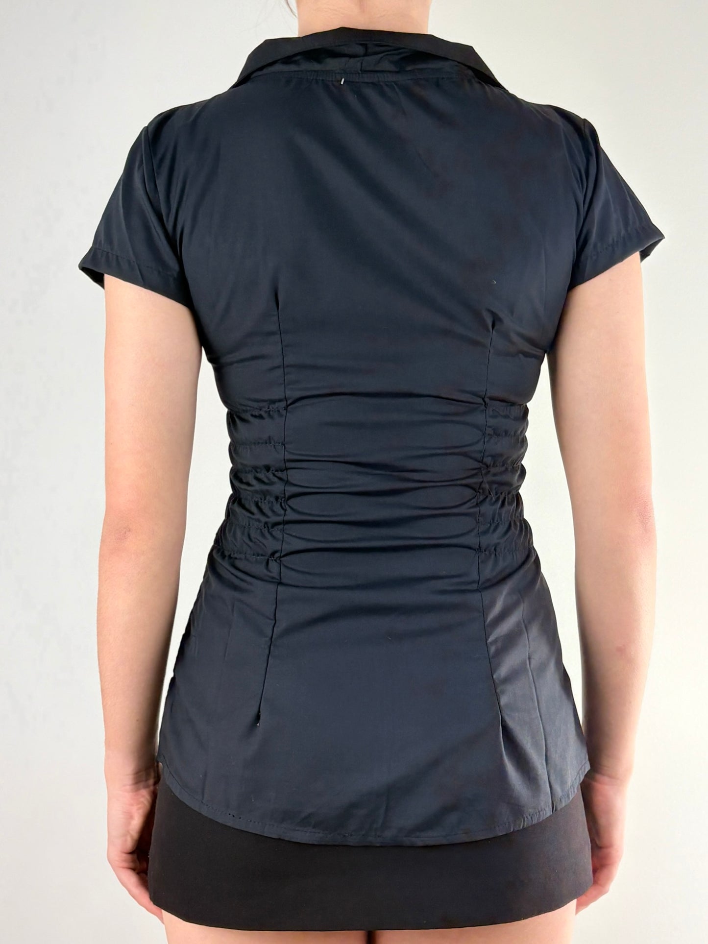 Black Sheer Ruched Top