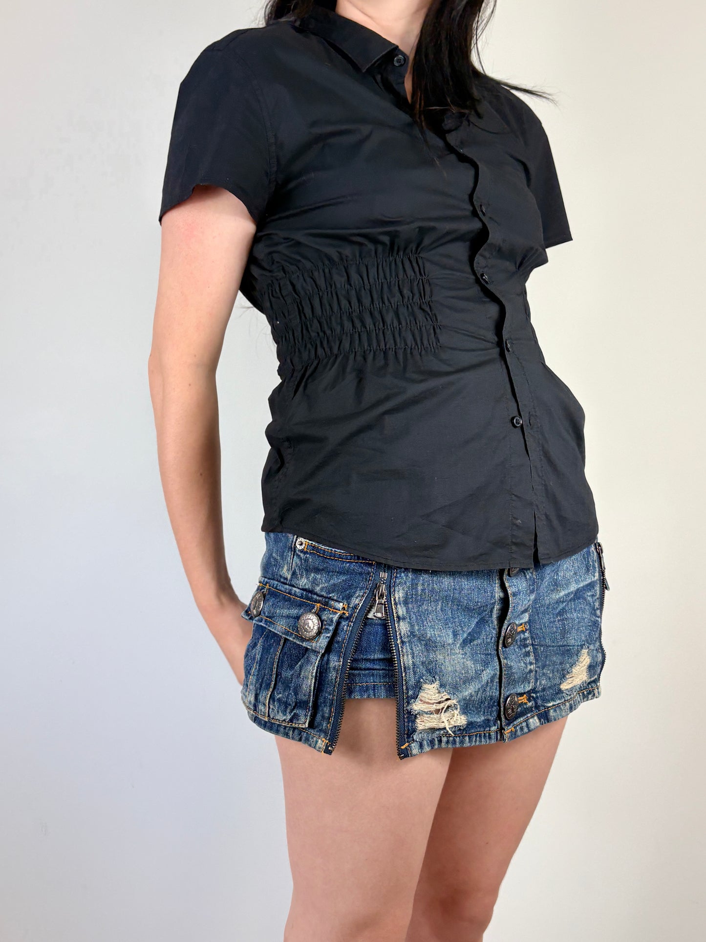 Gothic Black Cinched Top