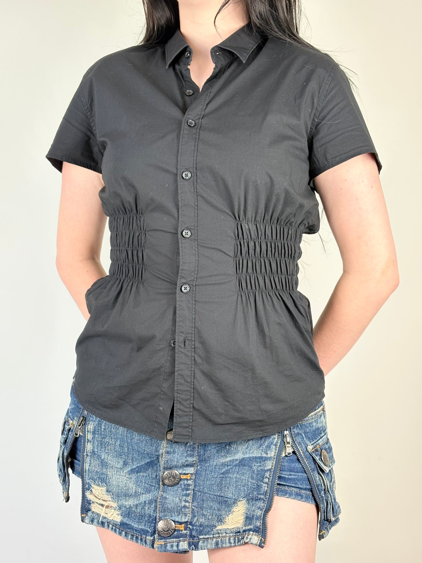 Gothic Black Cinched Top