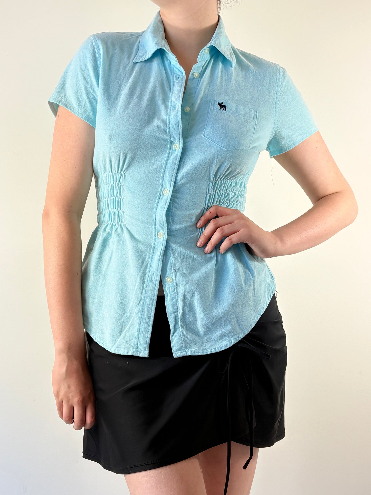 Aqua Abercrombie Cinched Top