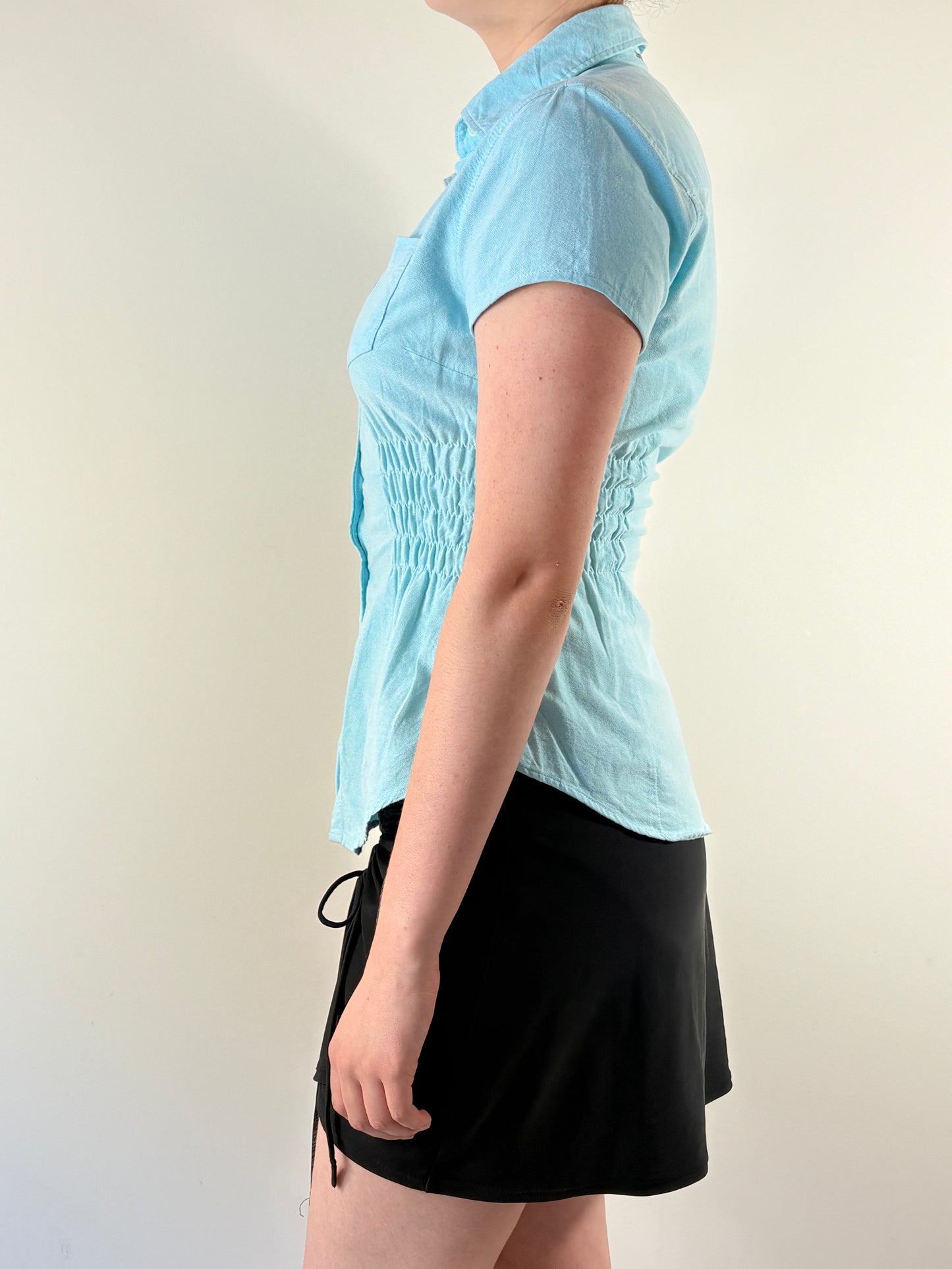 Aqua Abercrombie Cinched Top