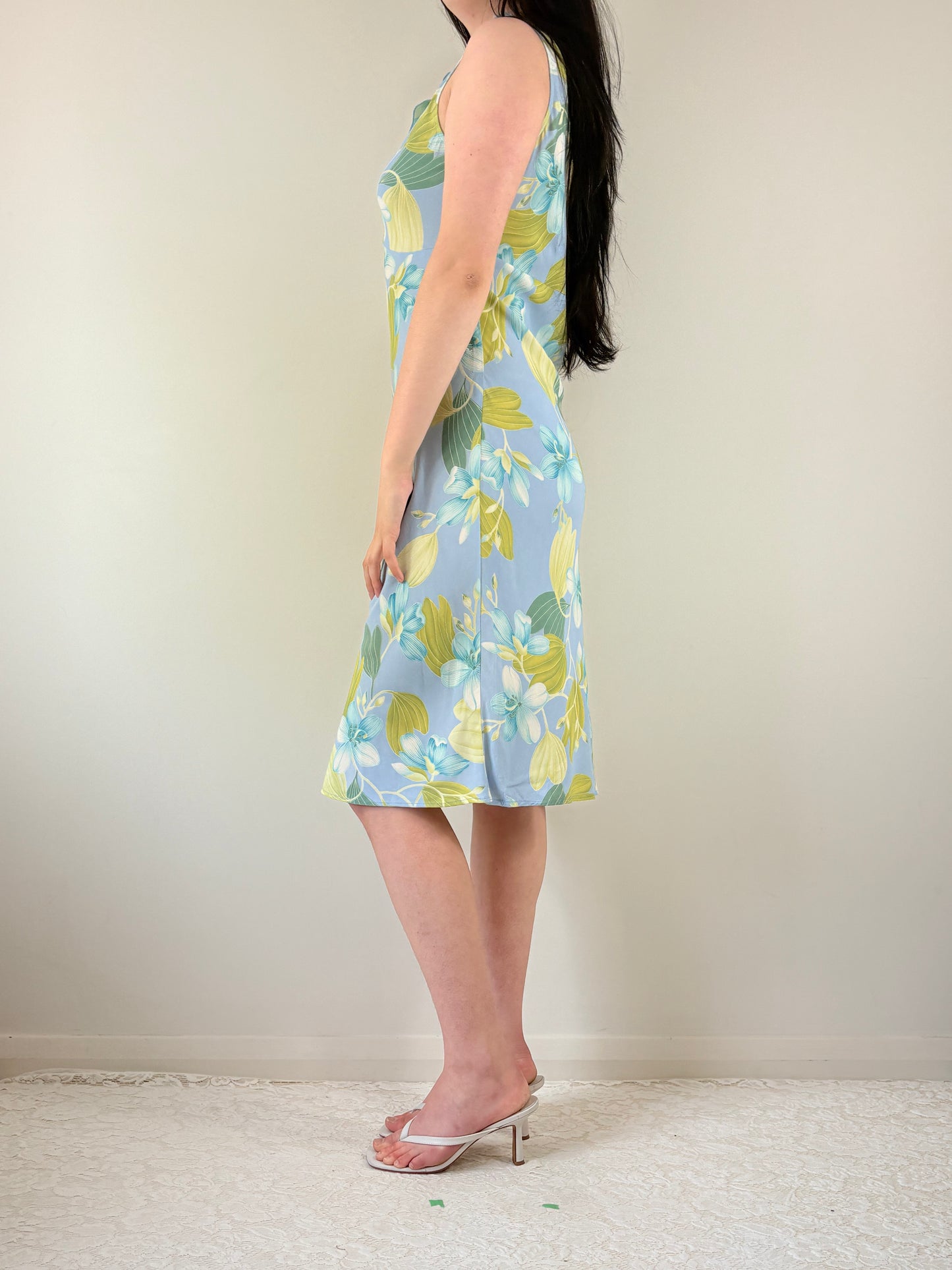 Green & Blue Floral Midi Dress