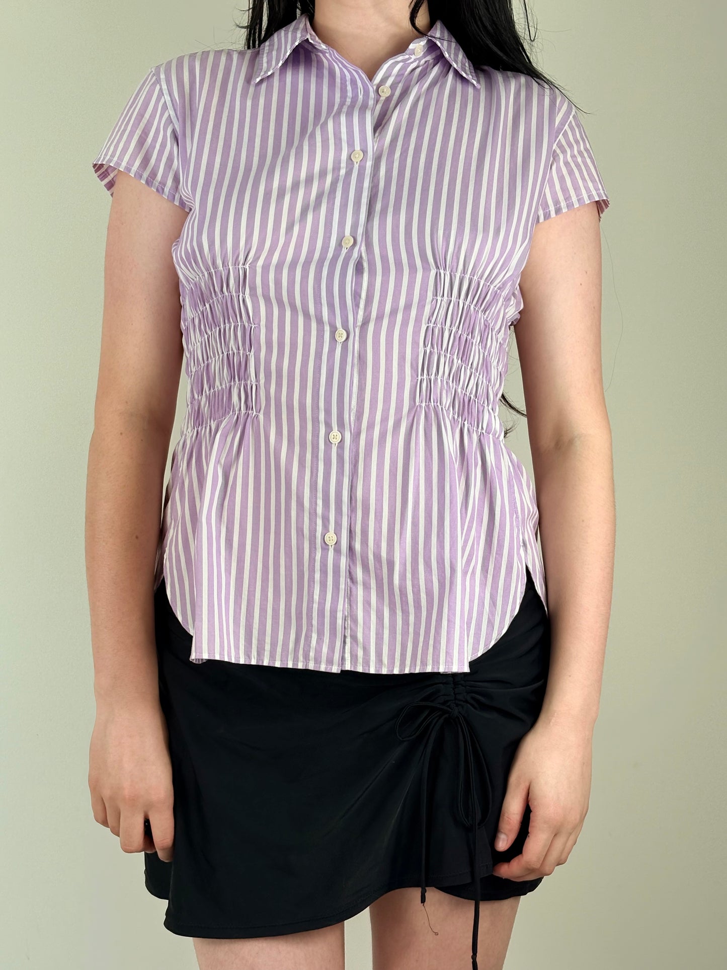 Lilac Striped Cinched Top