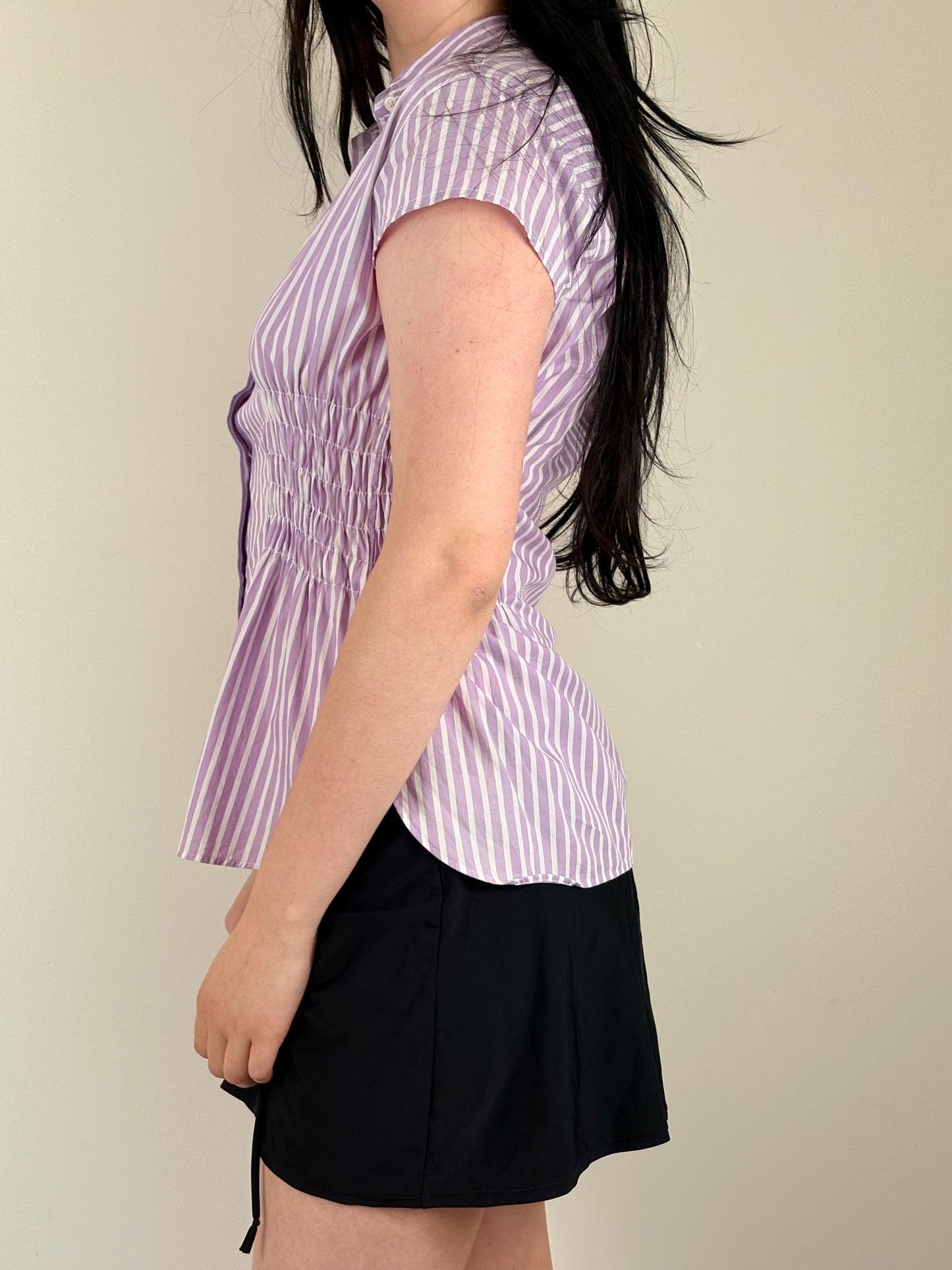 Lilac Striped Cinched Top