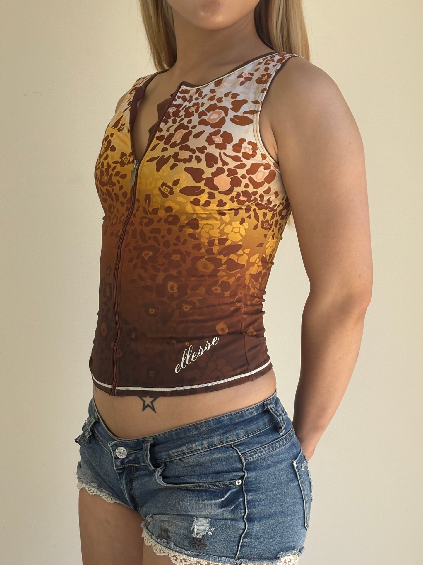 Leopard Floral Pattern Sports Tank