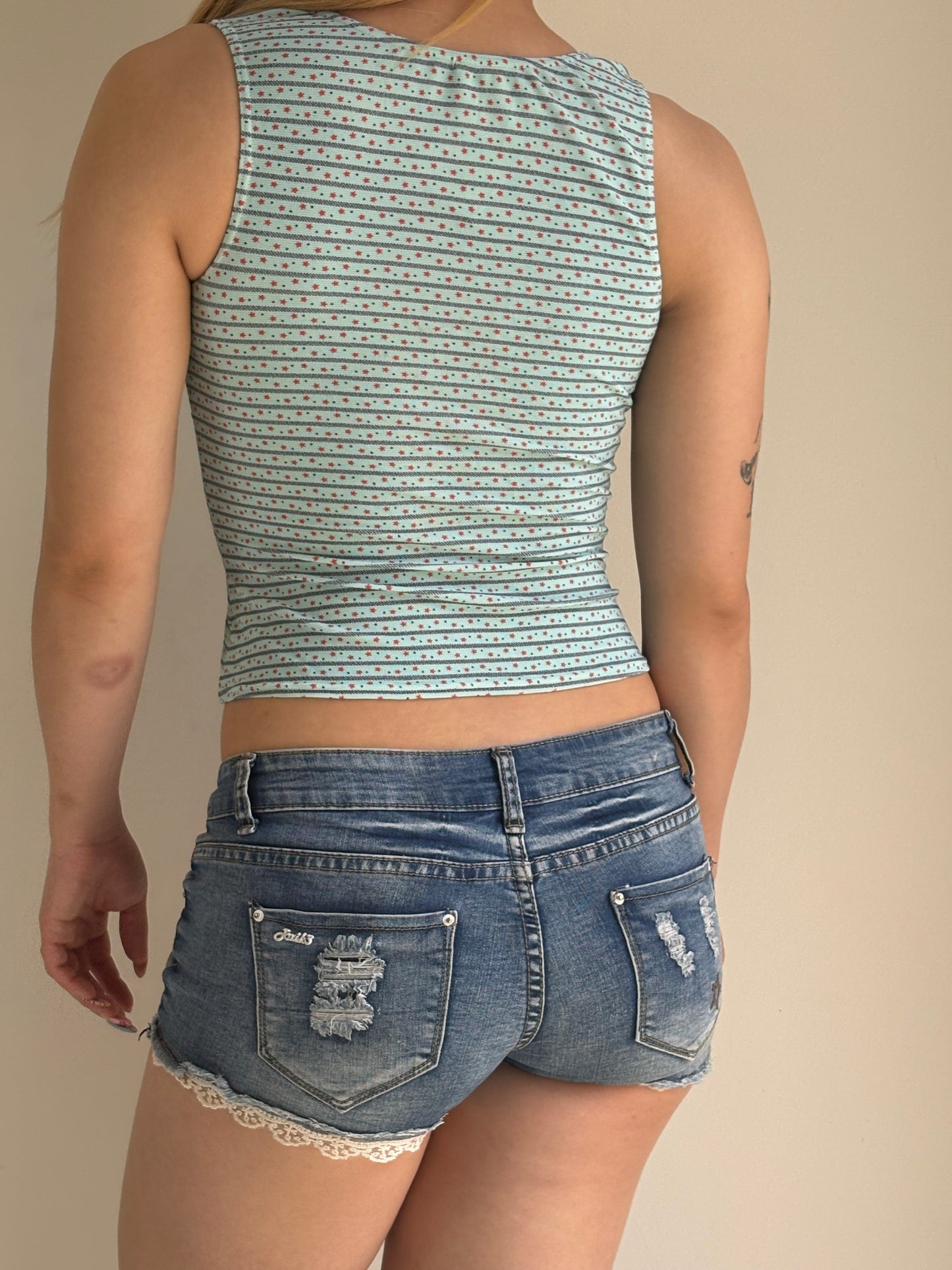 Teal Star Pattern Sports Tank