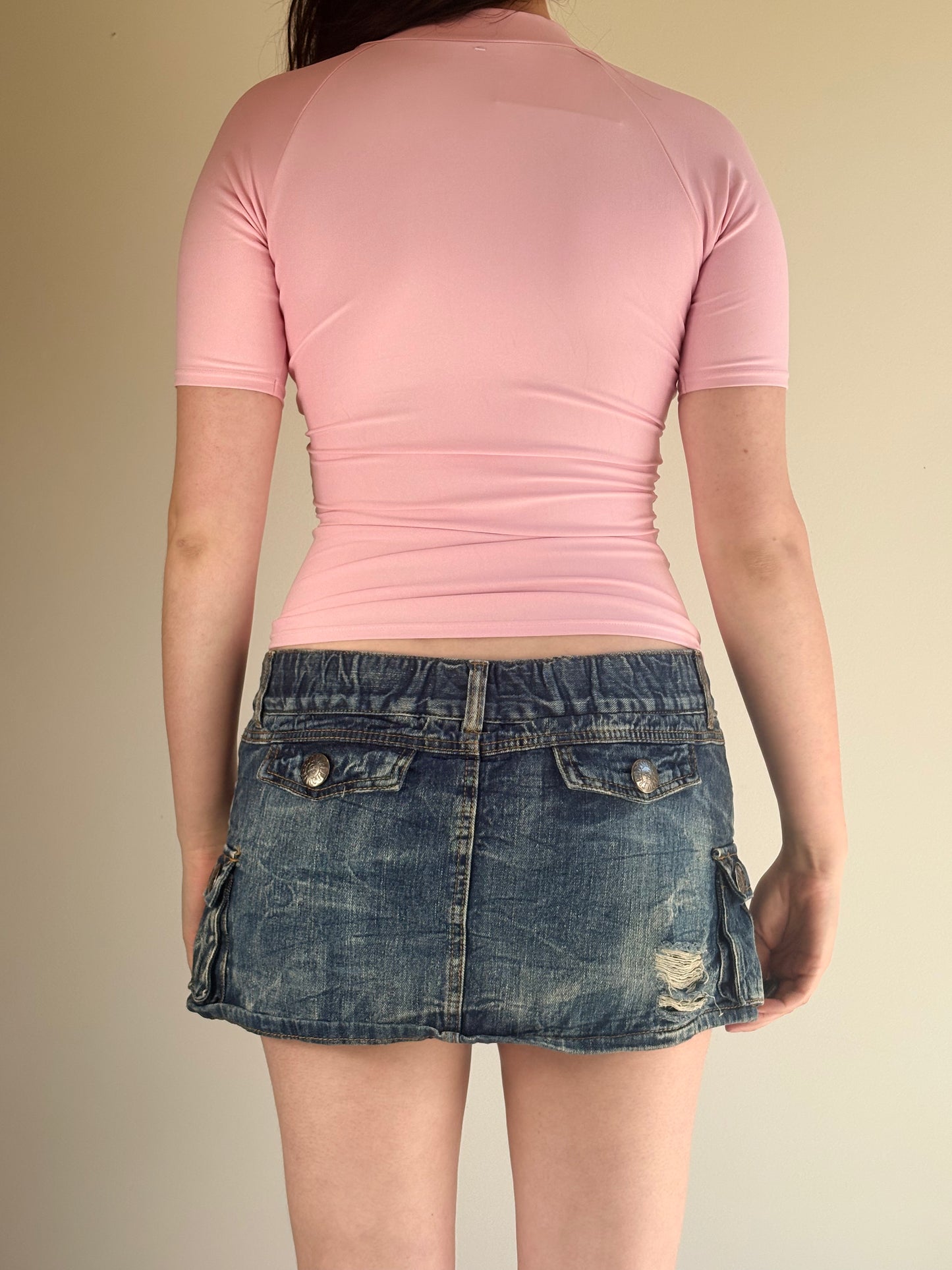 Pink Striped Zip Sport Top