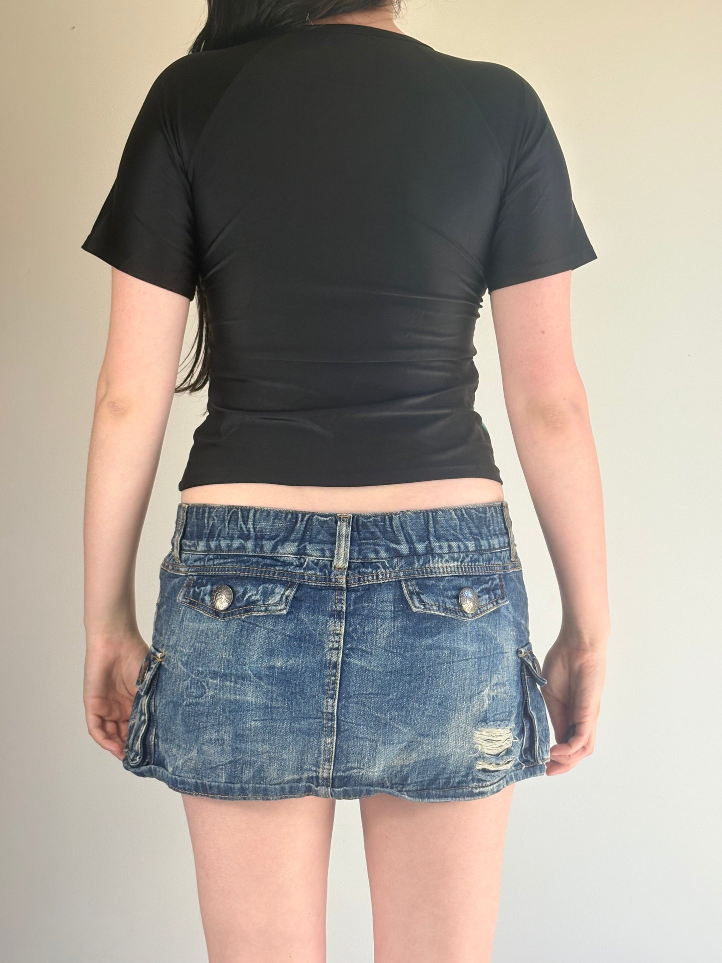 Black & Teal Short Sleeve Zip Sports Top