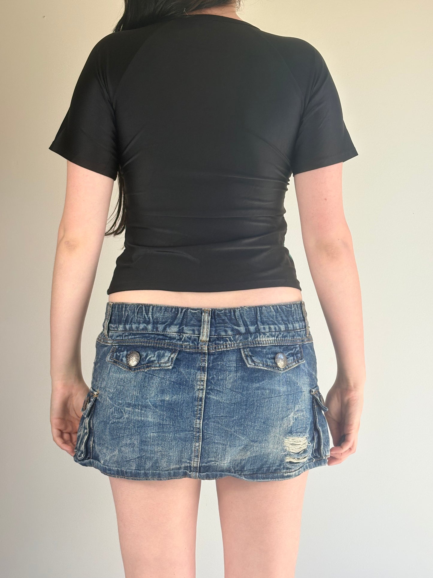 Black & Teal Short Sleeve Zip Sports Top