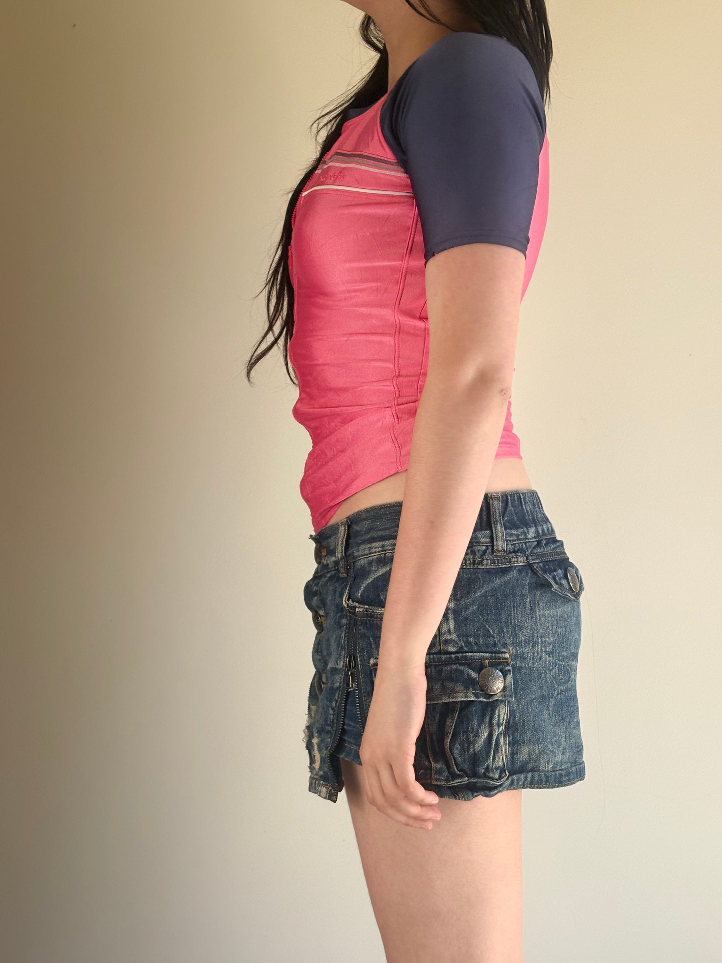 Converse Pink & Navy Zip Sport Top