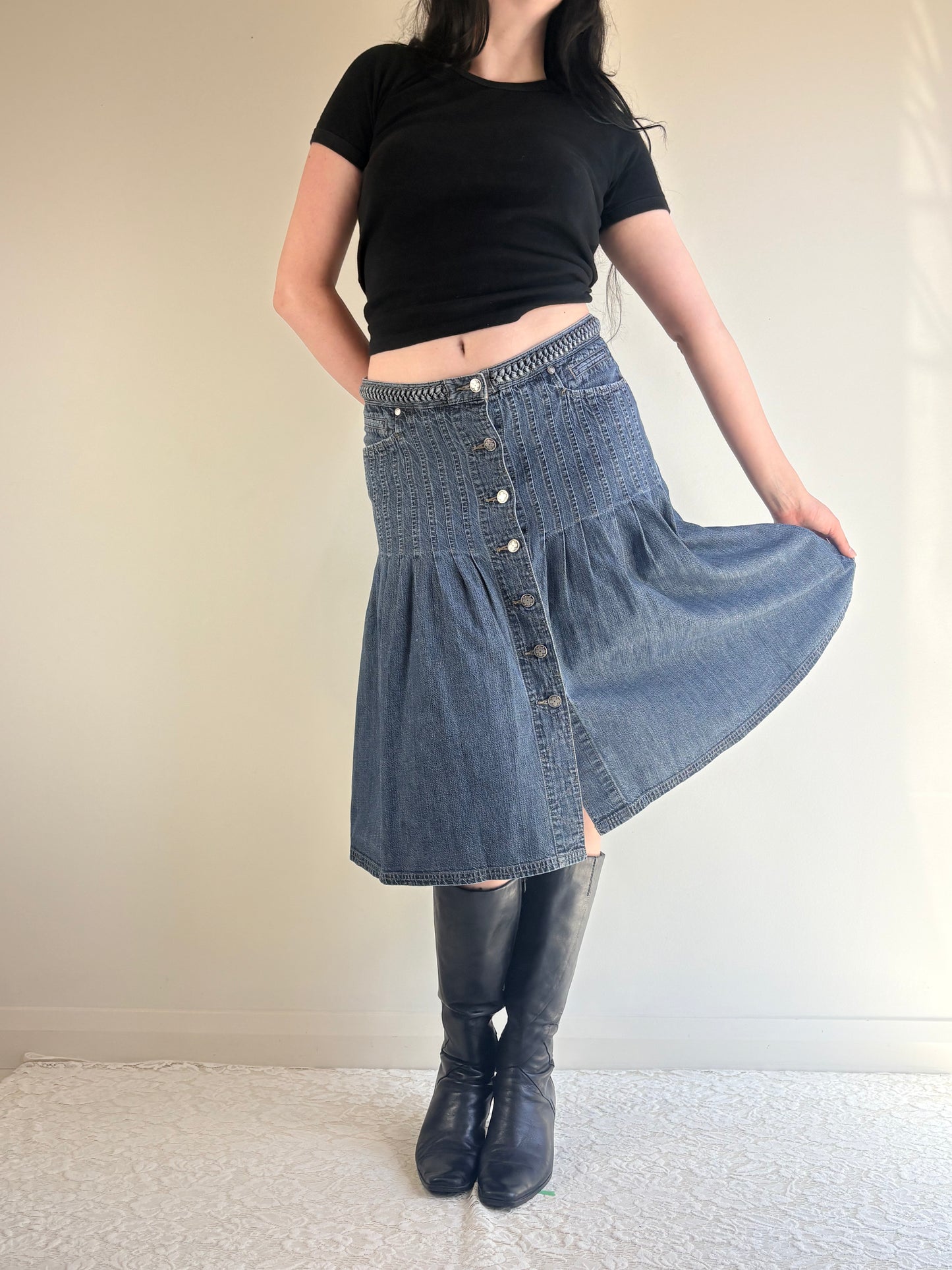 Laura Ashley Denim Midi Skirt