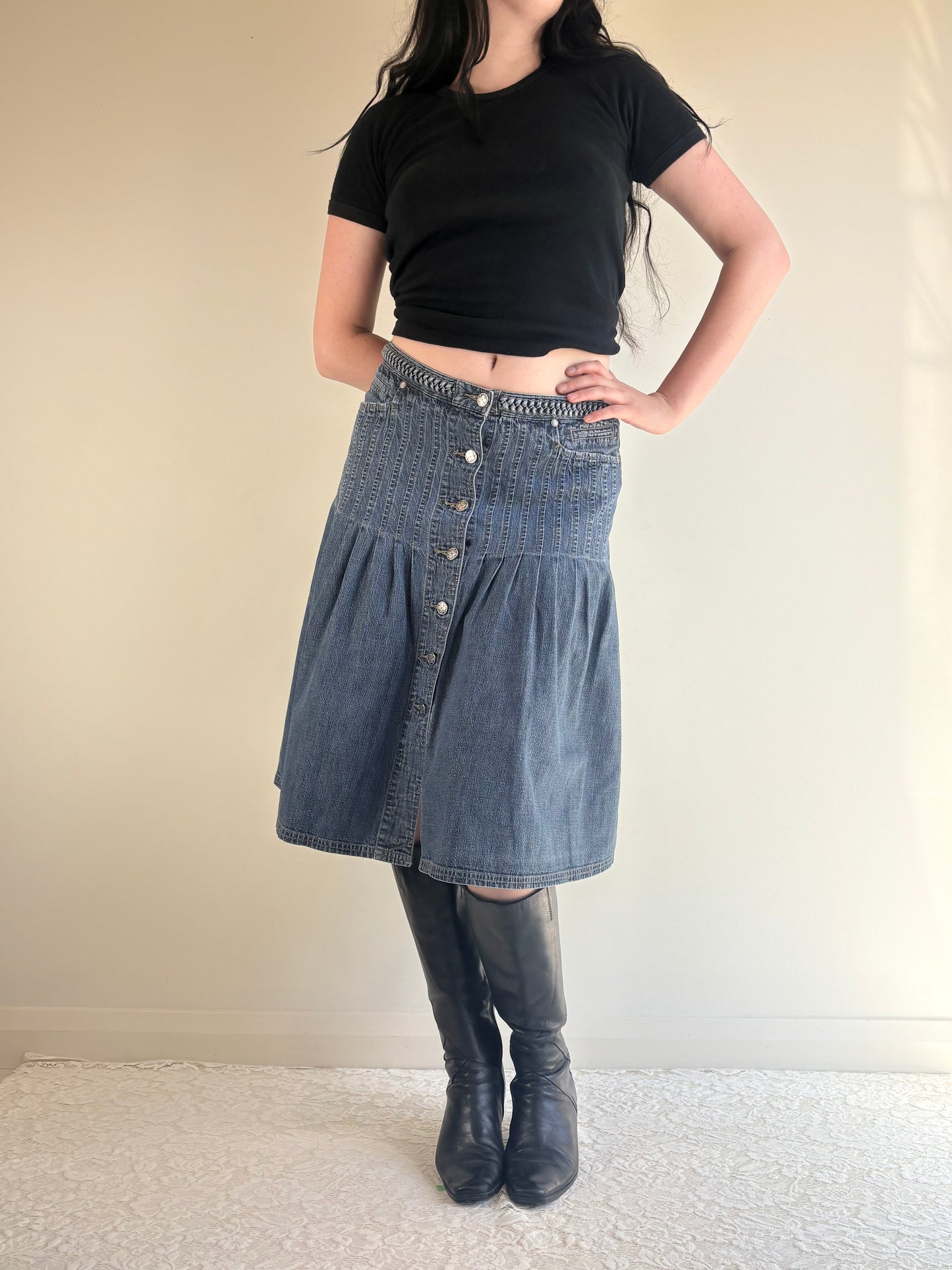 Laura Ashley Denim Midi Skirt